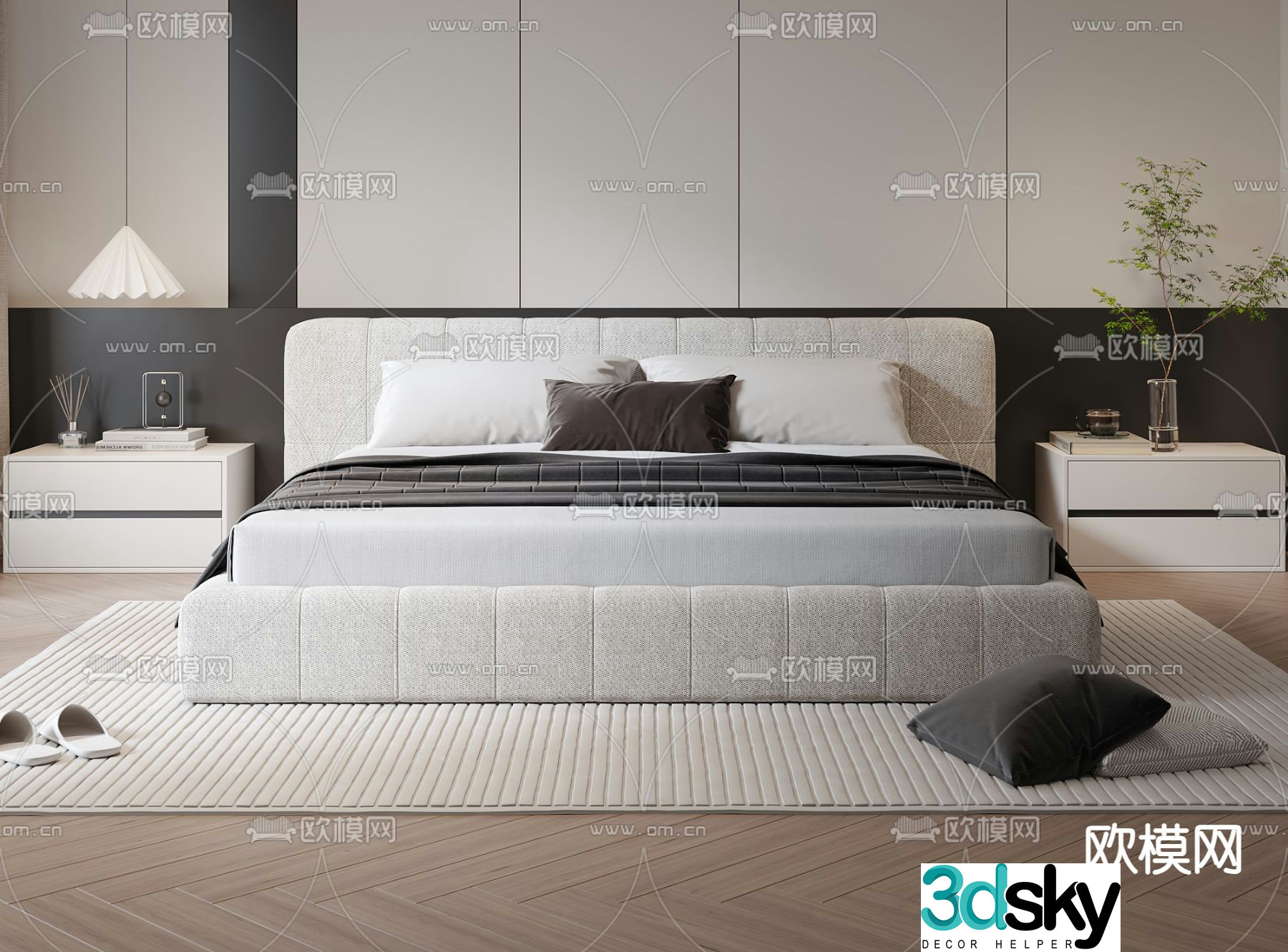 Modern double bed 3d model