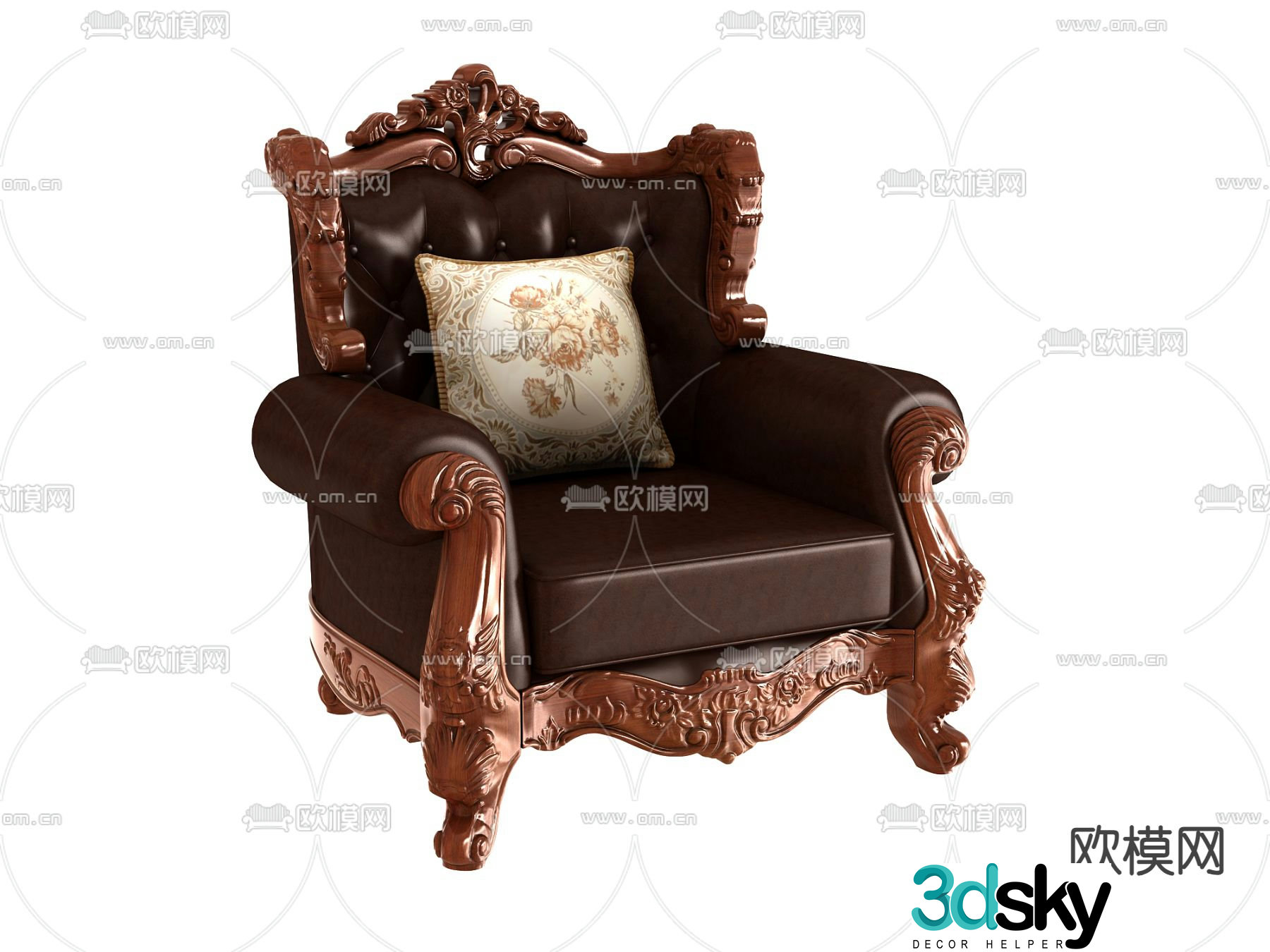 European style single sofa 3d model
