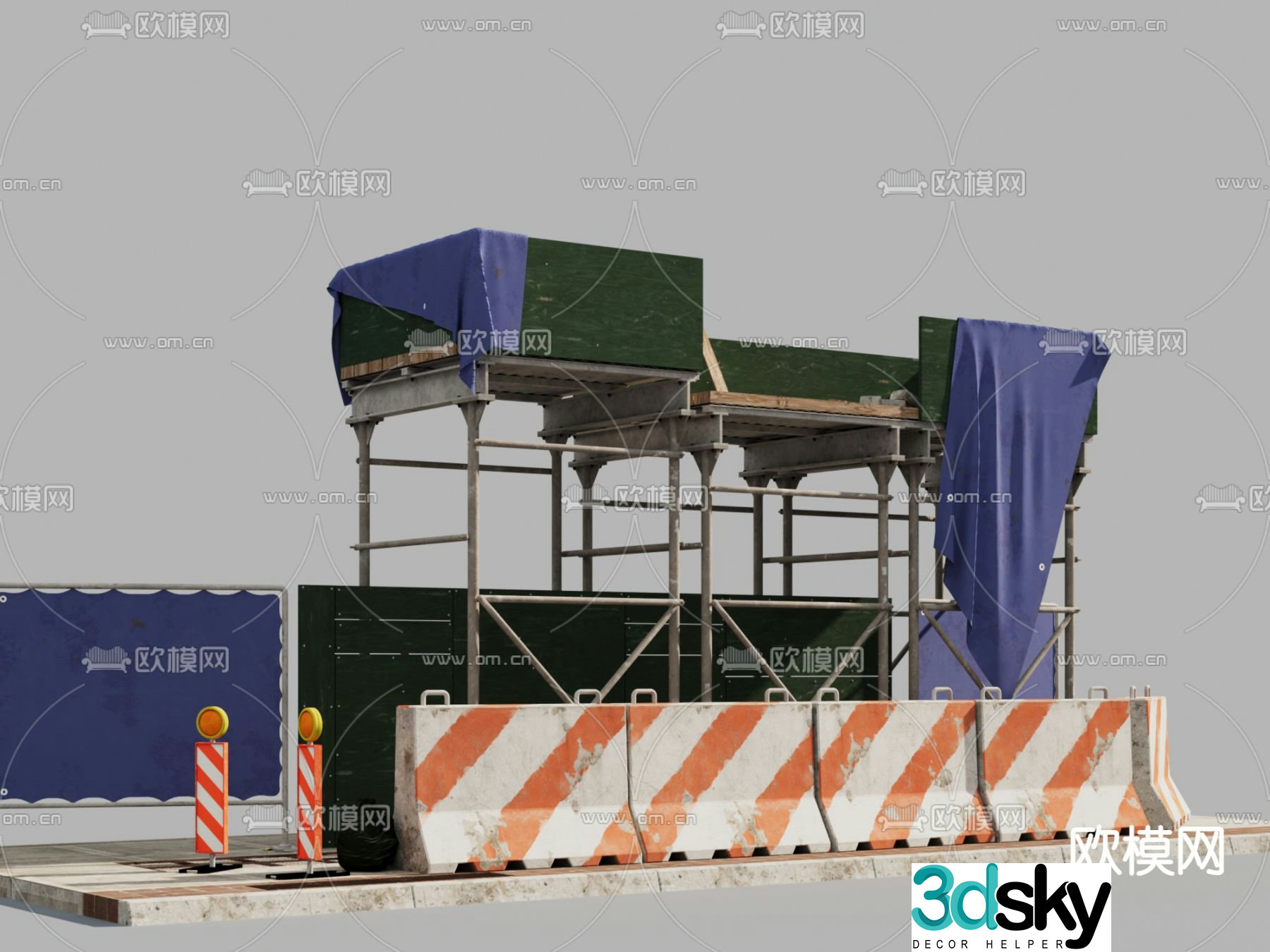 Construction site truss barricade fence scaffolding 3d model