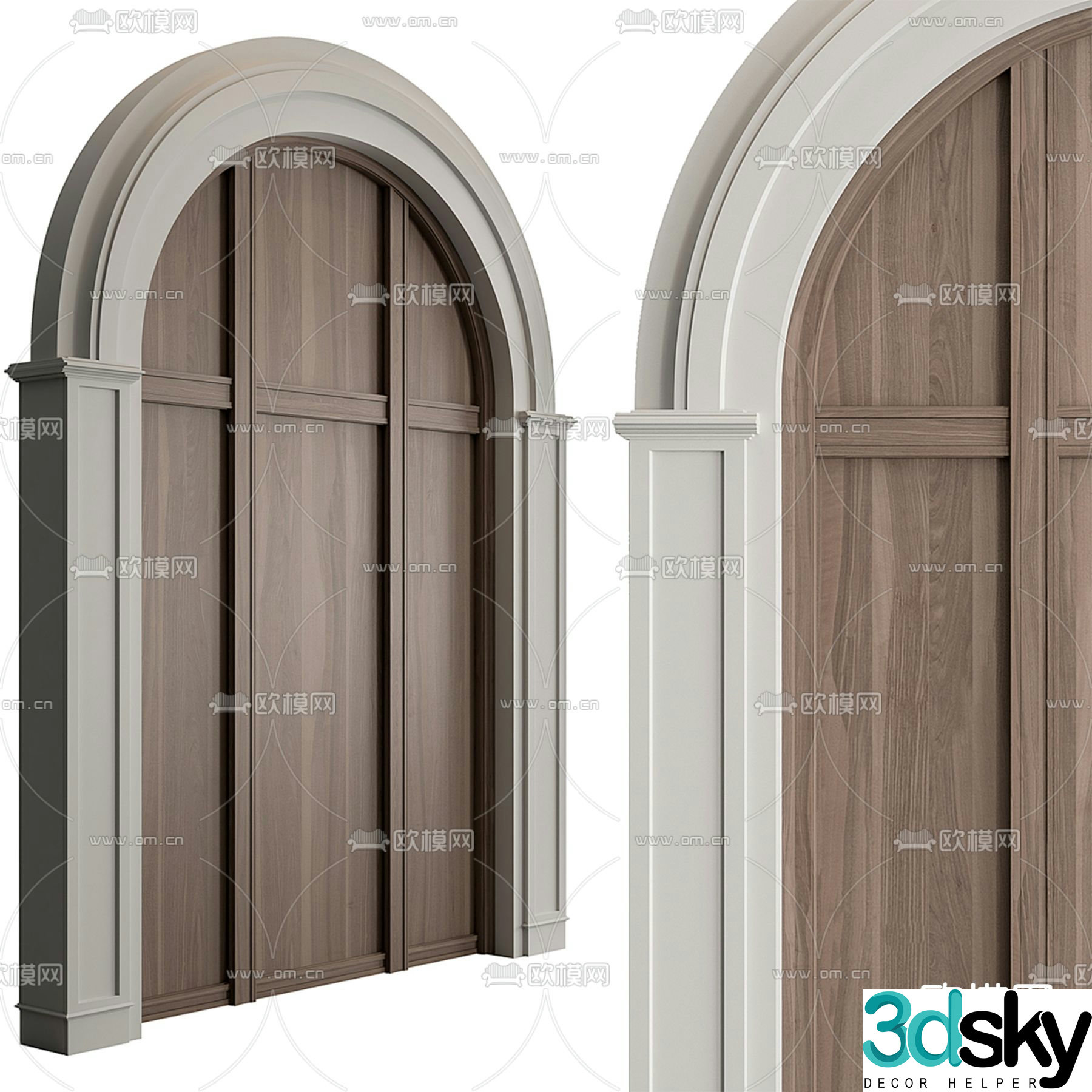 Simple European Arch Door Cover Pass 3D Model