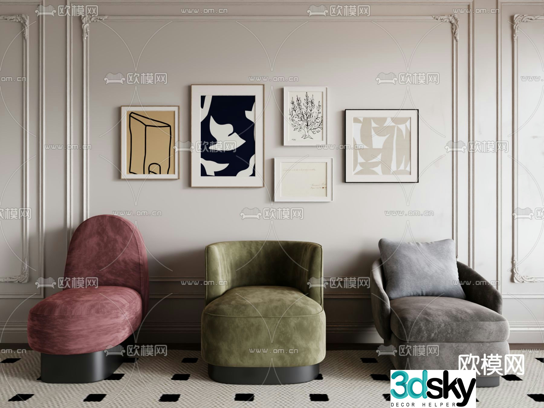 Single sofa leisure sofa 3d model