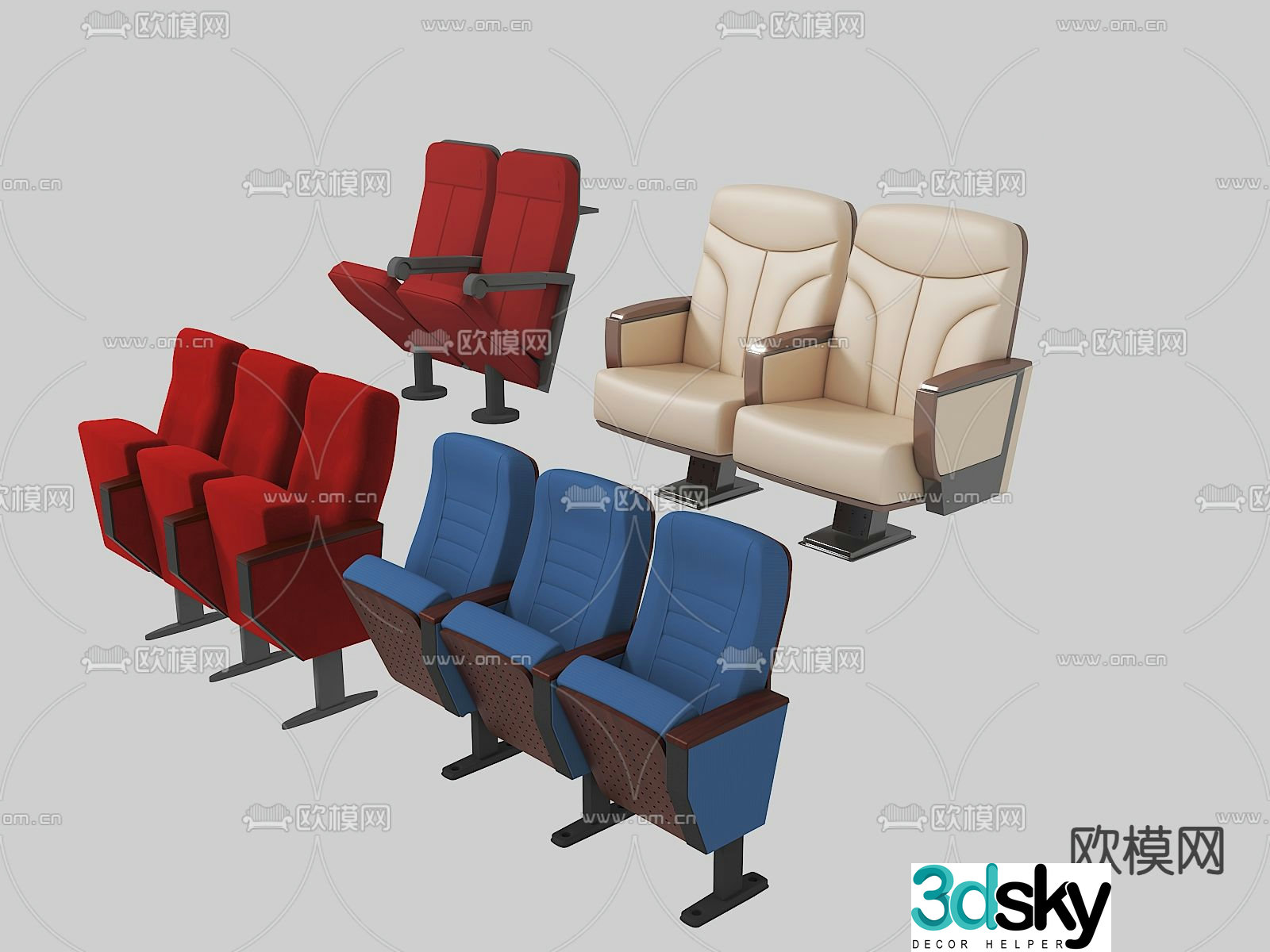 Lecture hall chair theater chair public chair 3d model
