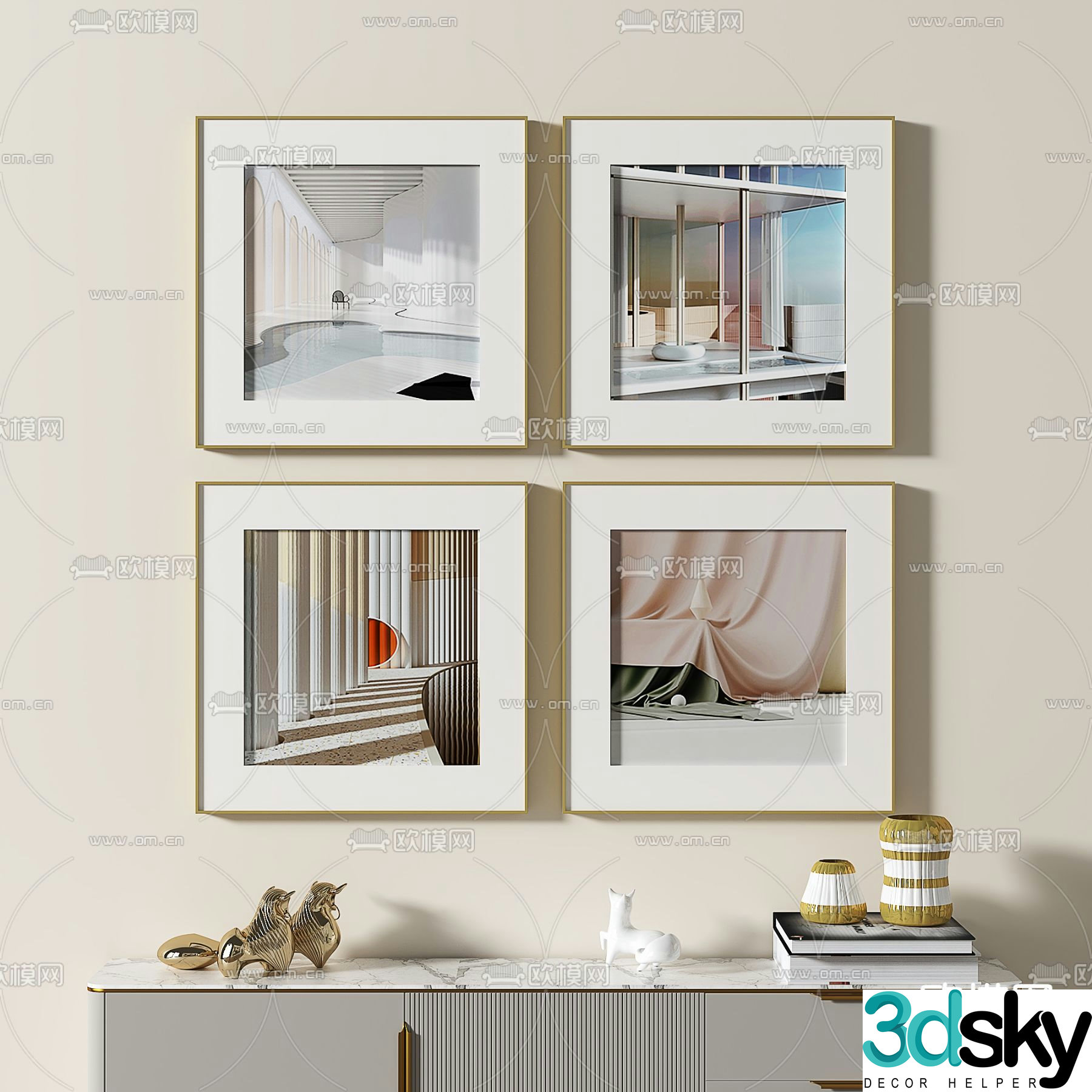 Simple painting Decorative painting Combination painting 3D model