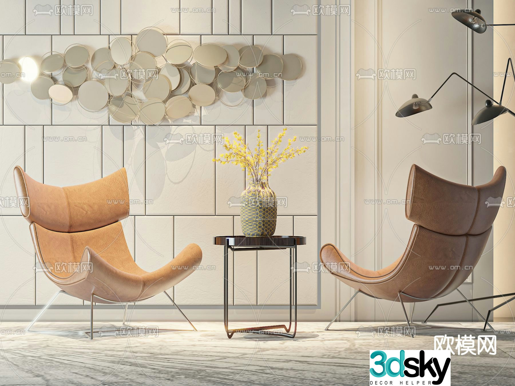Leather chair lounge chair 3d model