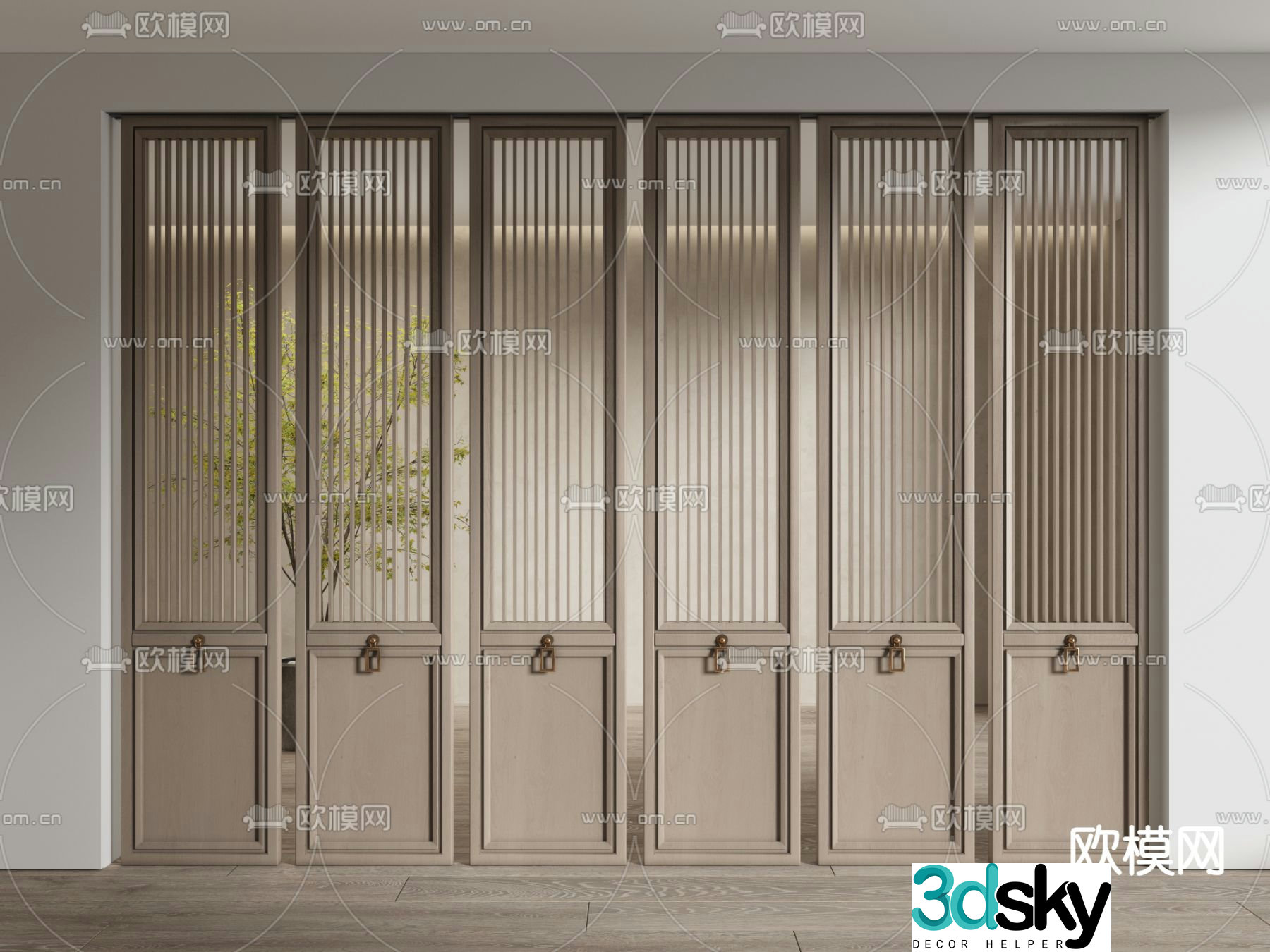 New Chinese style partition Grille screen 3D model