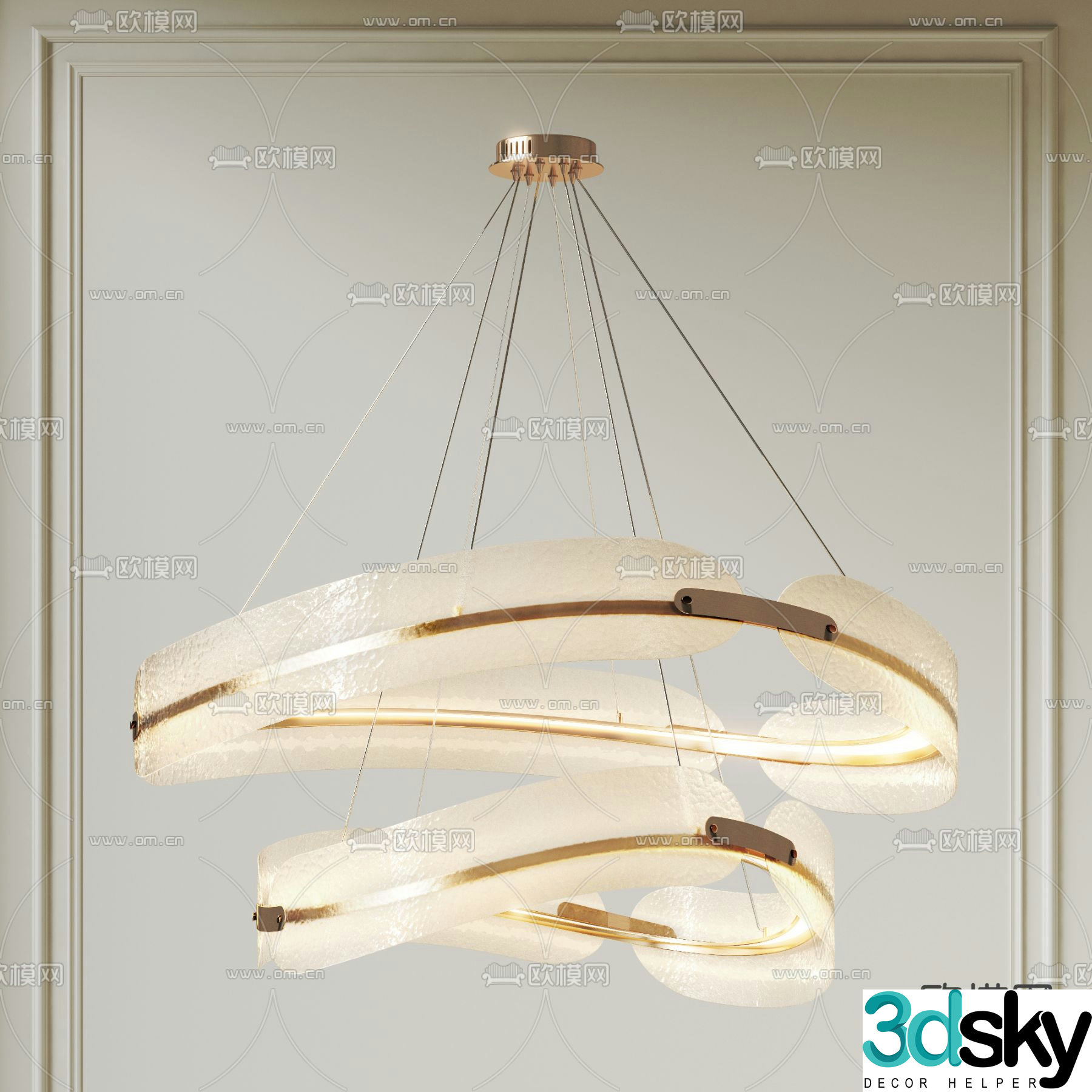 Light luxury chandeliers glass chandeliers 3D model