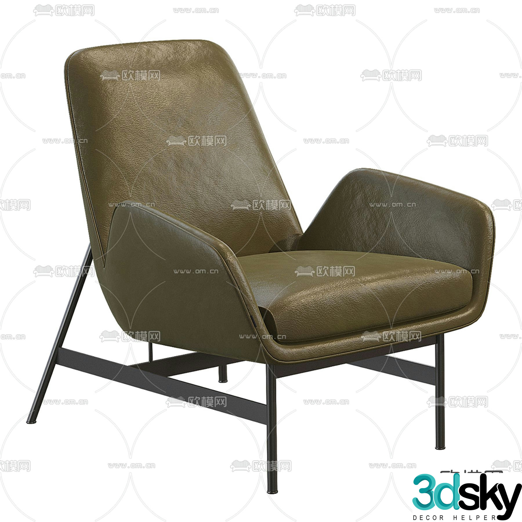 Leather chair lounge chair 3d model