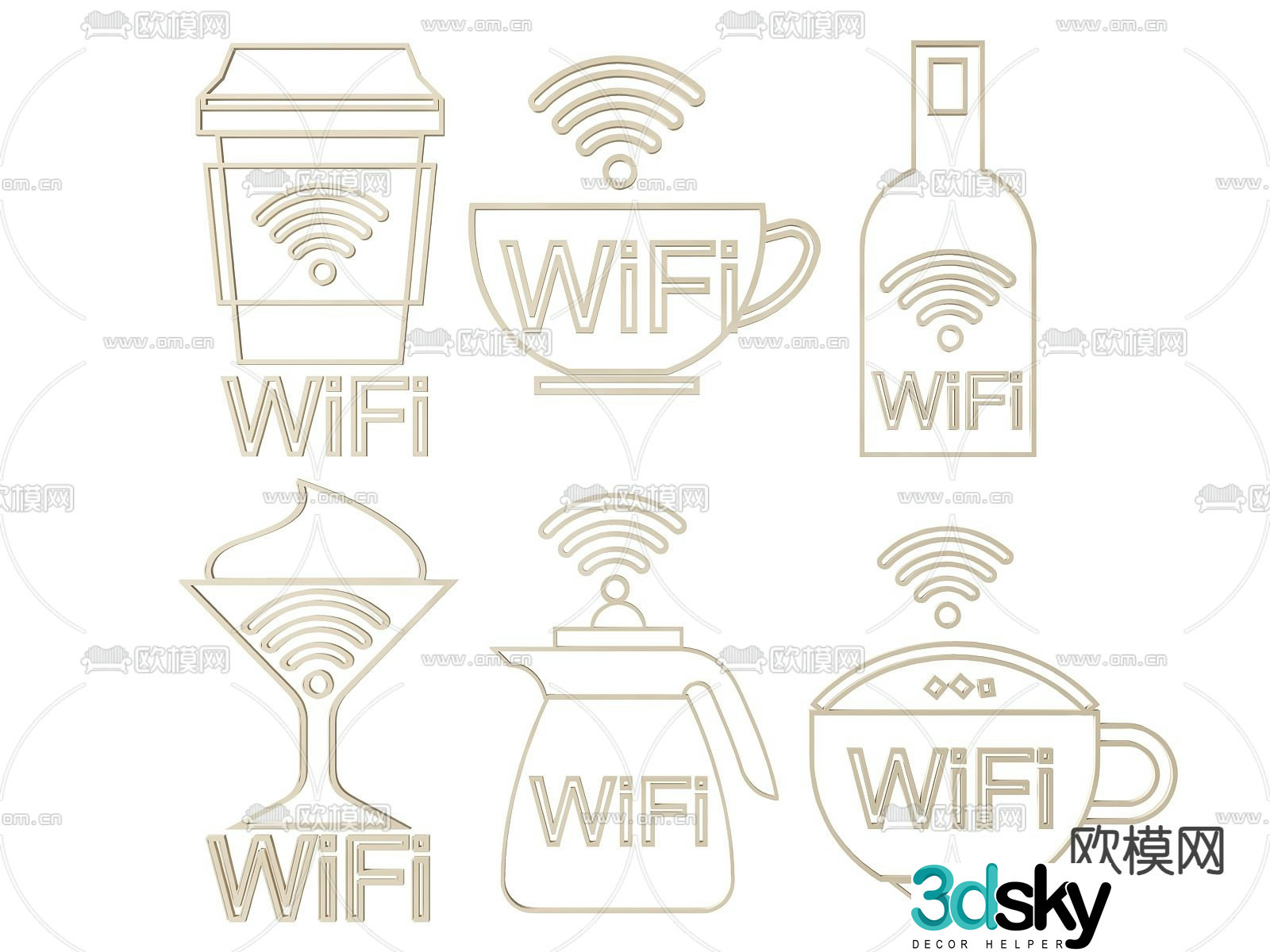 WIFI signage WIFI icon signage 3d model
