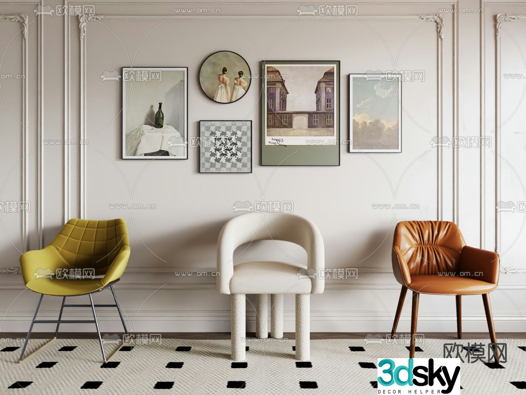 Creative chair dining chair 3d model