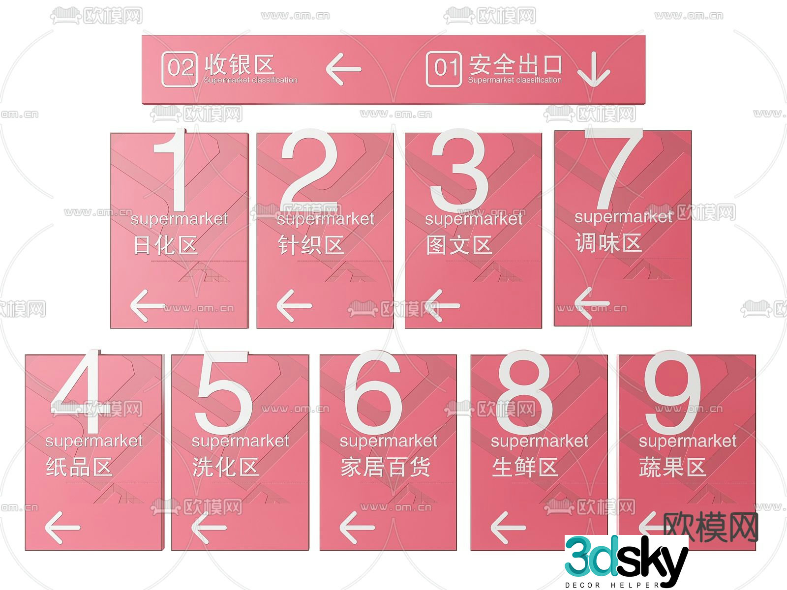 Shopping mall signage, partition signage, shopping mall shopping guide 3D model