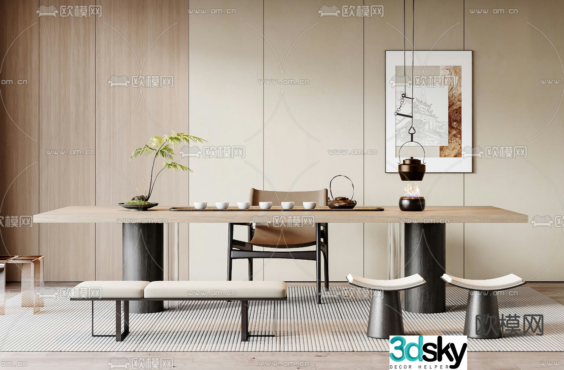 Modern tea table tea table 3d model