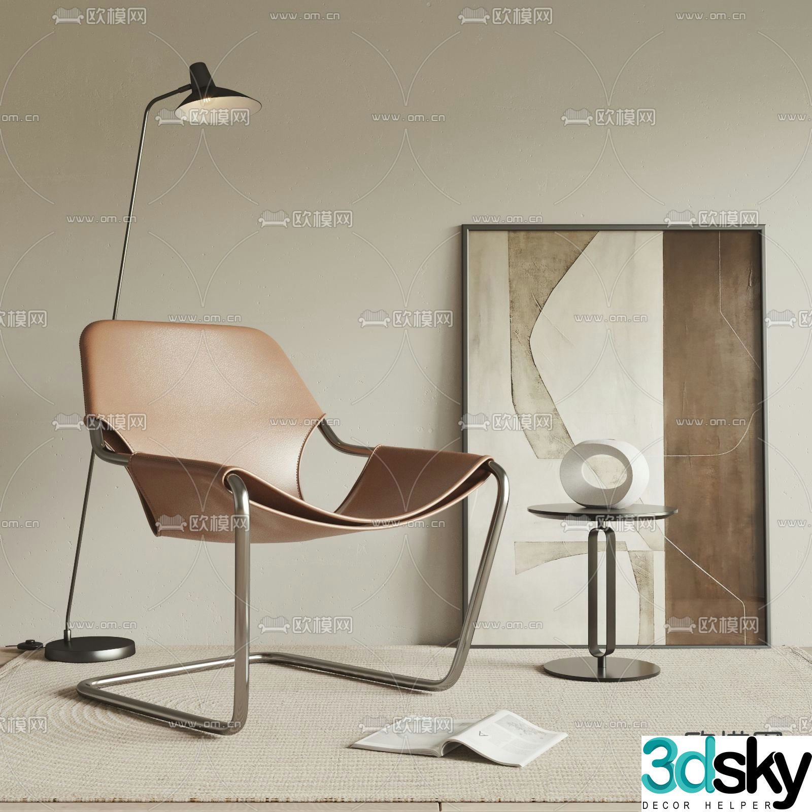 Leather chair lounge chair 3d model