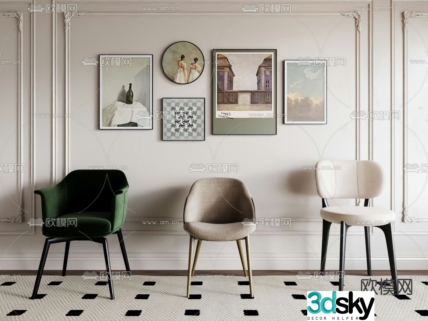 Modern chair dining chair 3d model