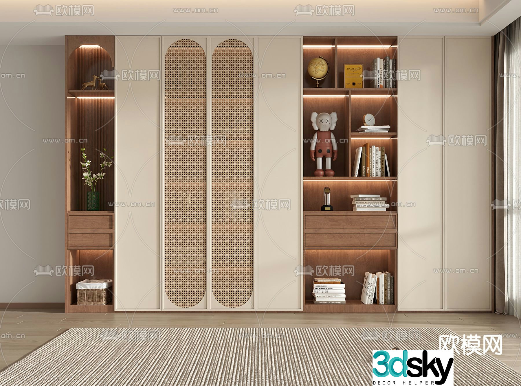 Medieval style bookcase display cabinet 3d model