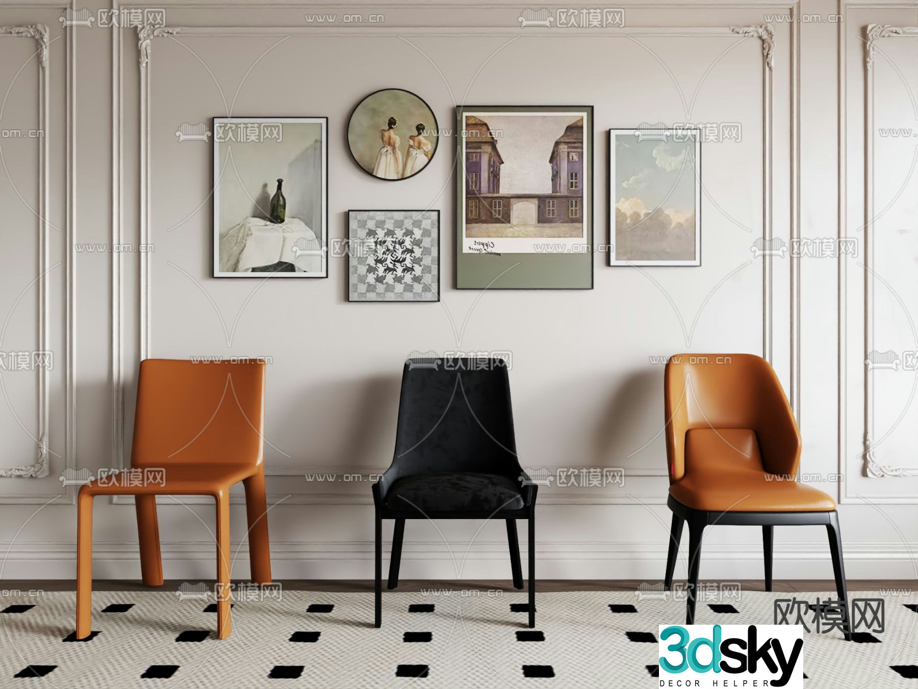 Modern chair dining chair 3d model