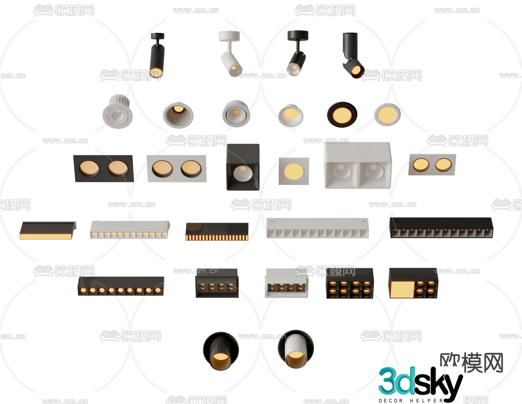 Magnetic lamp downlight spotlight bold lamp 3d model