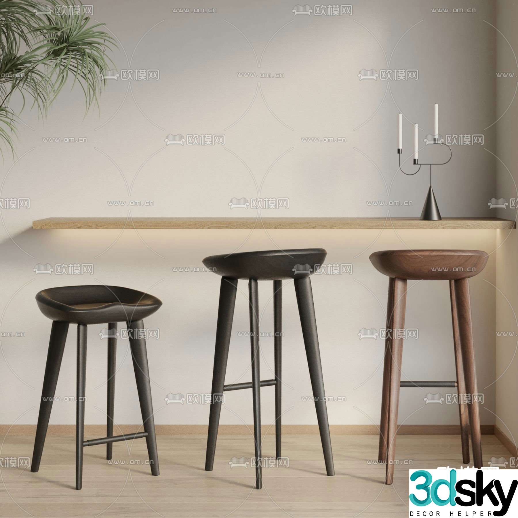 bar stool bar stool high stool 3d model