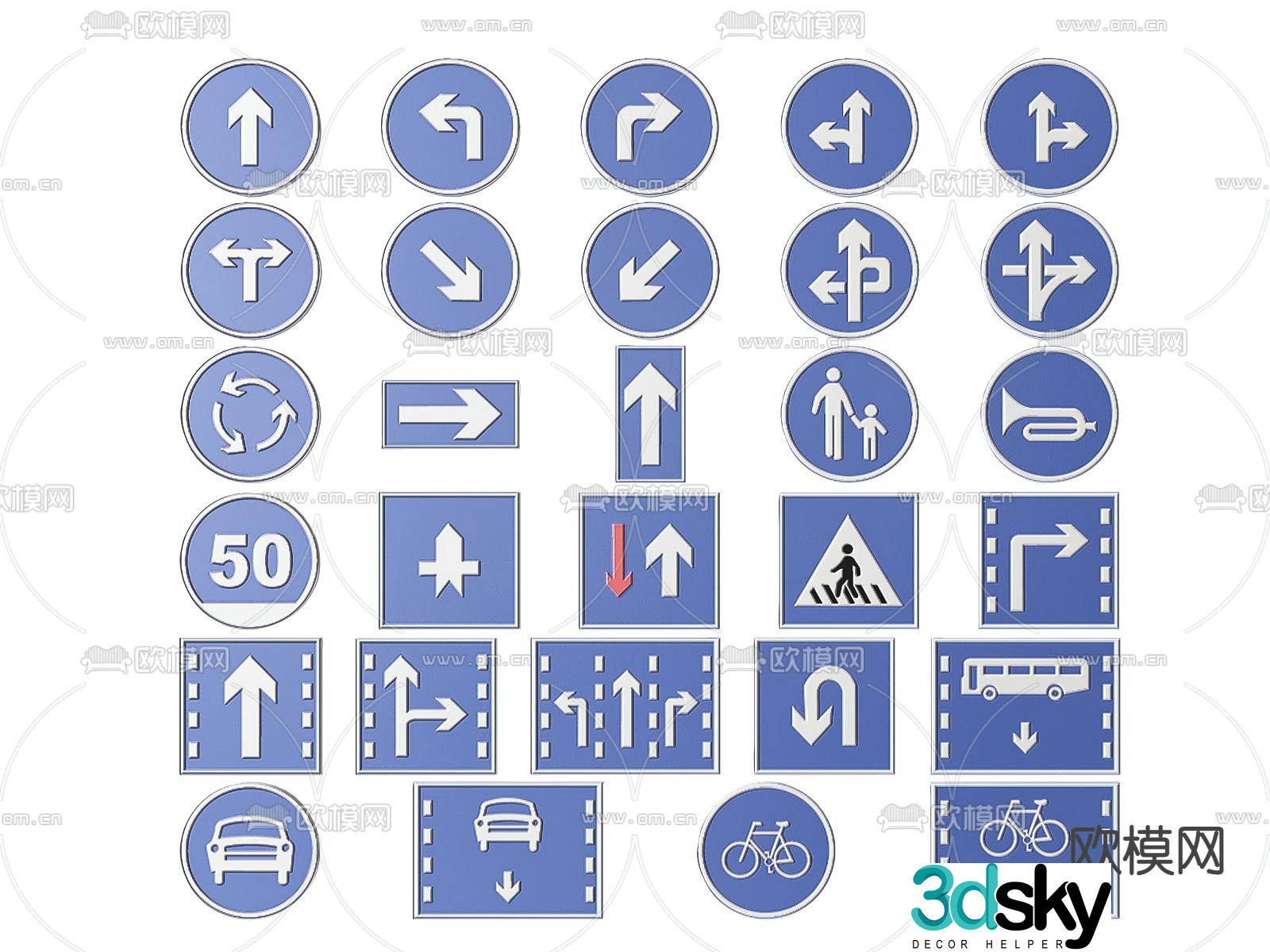Road sign Traffic sign Tip sign 3d model