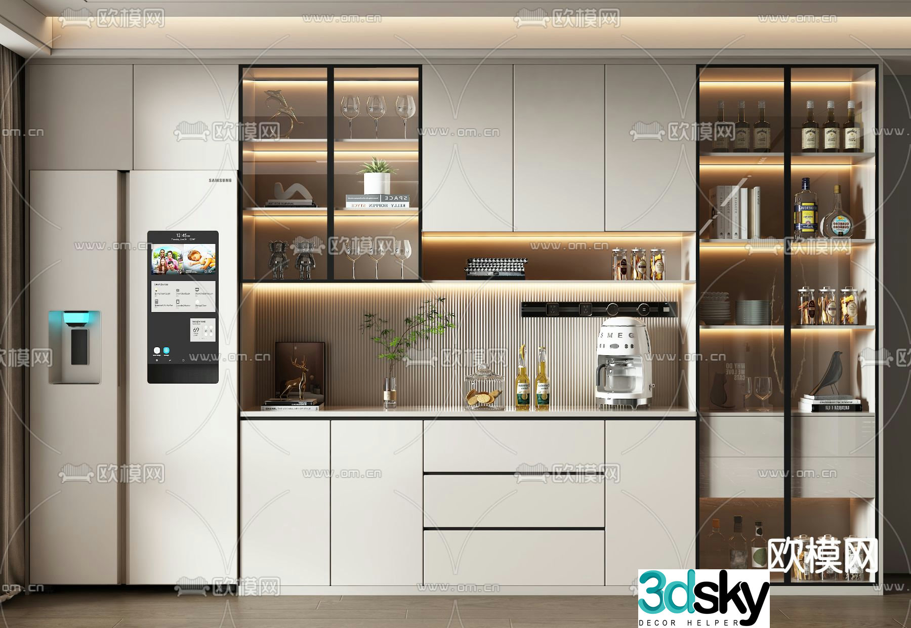 Modern wine cabinet sideboard 3d model