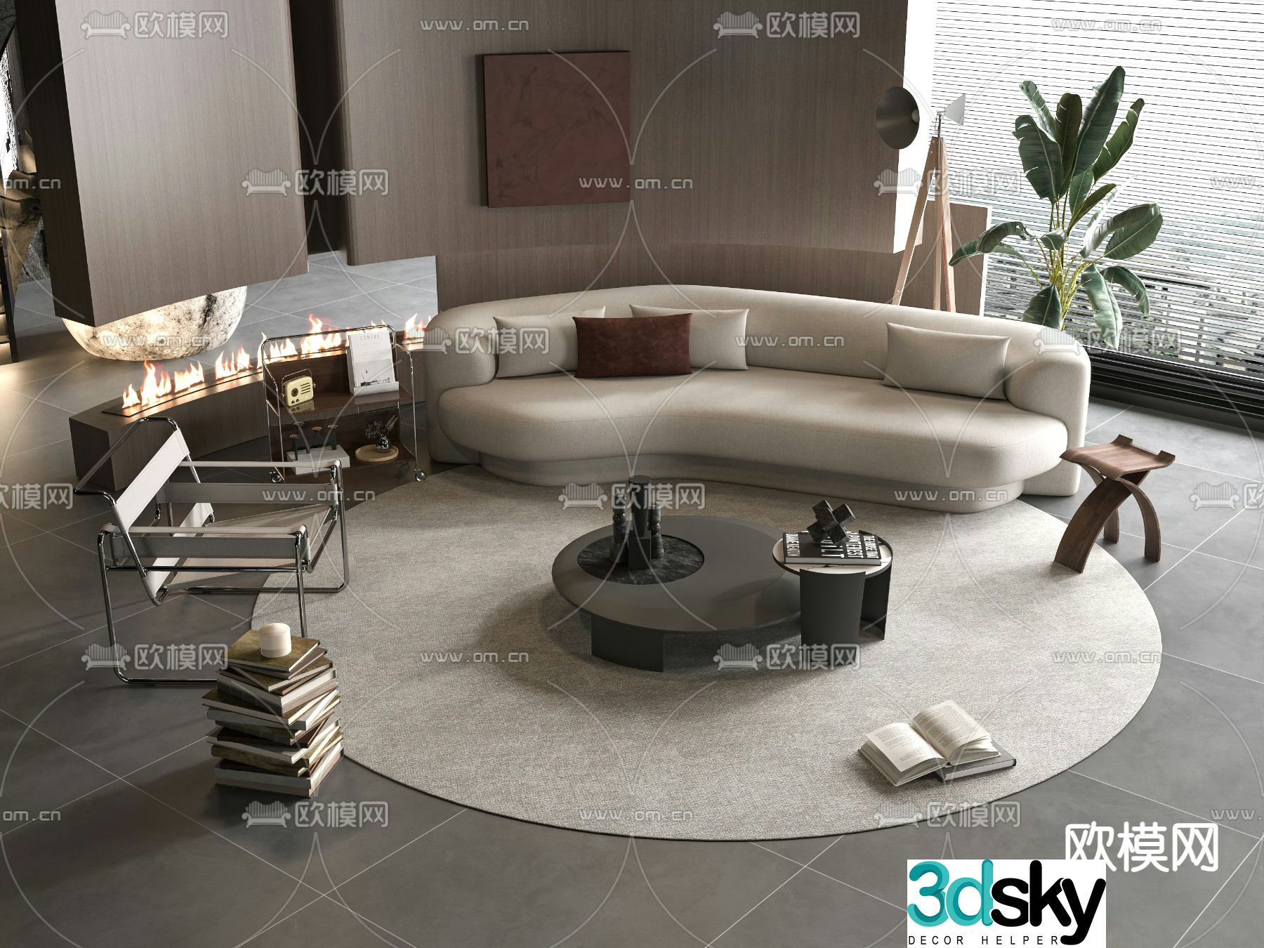 Modern modular sofa curved sofa 3d model