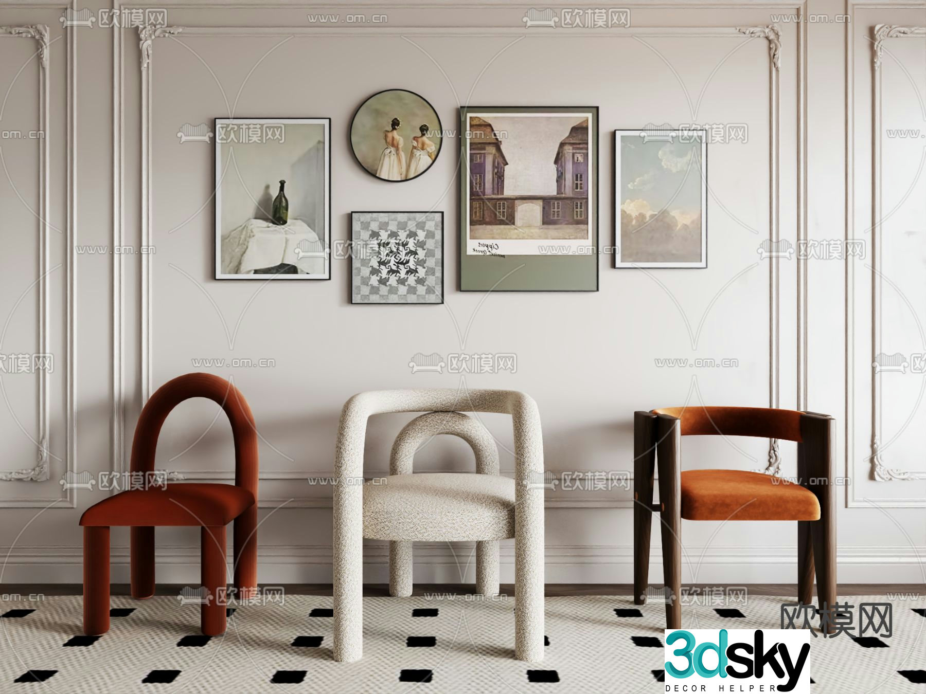 Creative chair dining chair 3d model