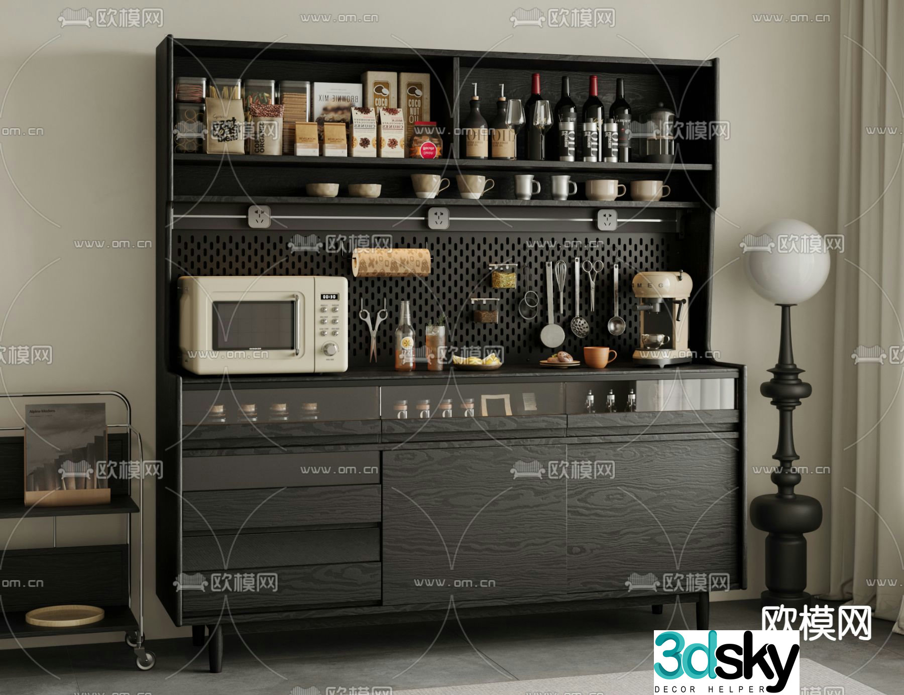 French sideboard Medieval style sideboard 3D model