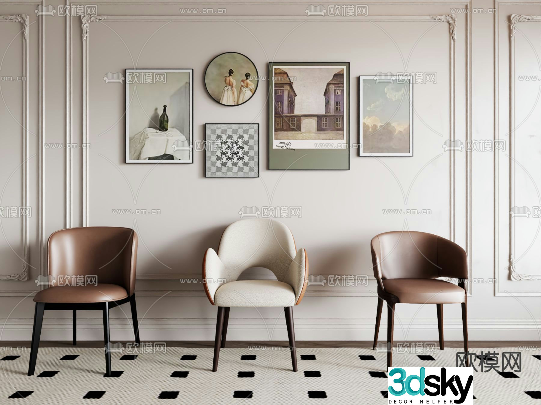 Modern chair dining chair 3d model
