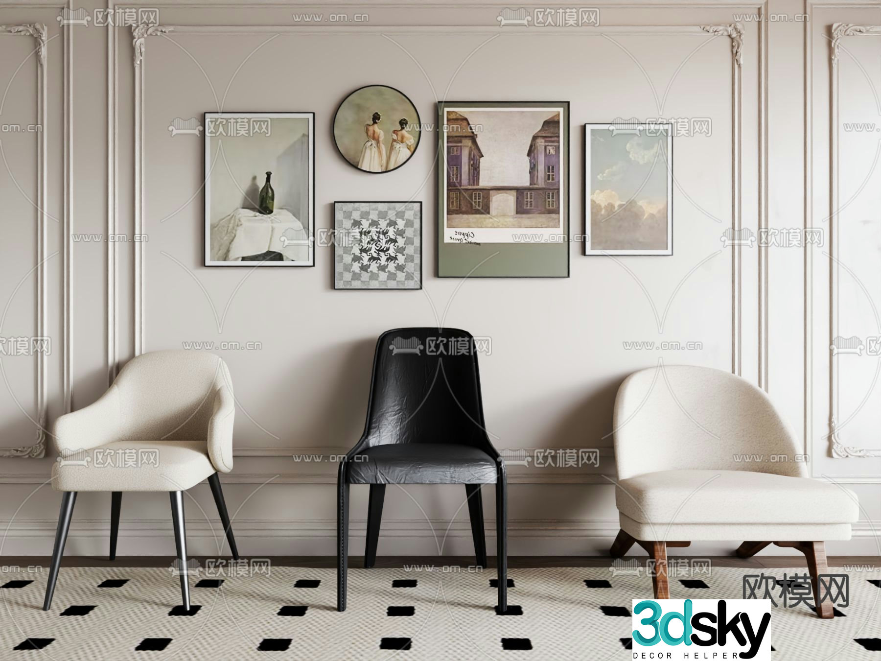Modern chair dining chair 3d model