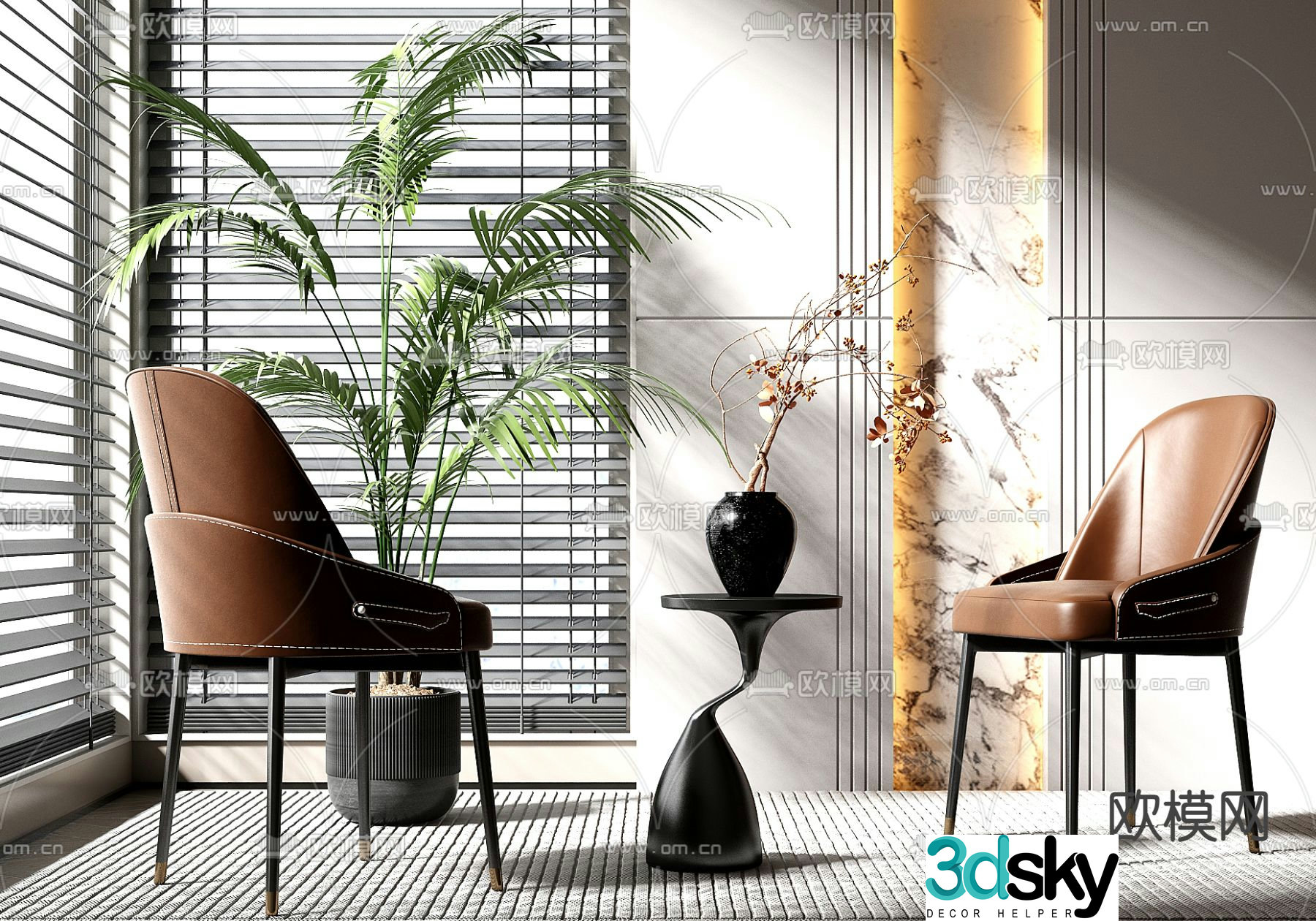 Leather chair lounge chair 3d model
