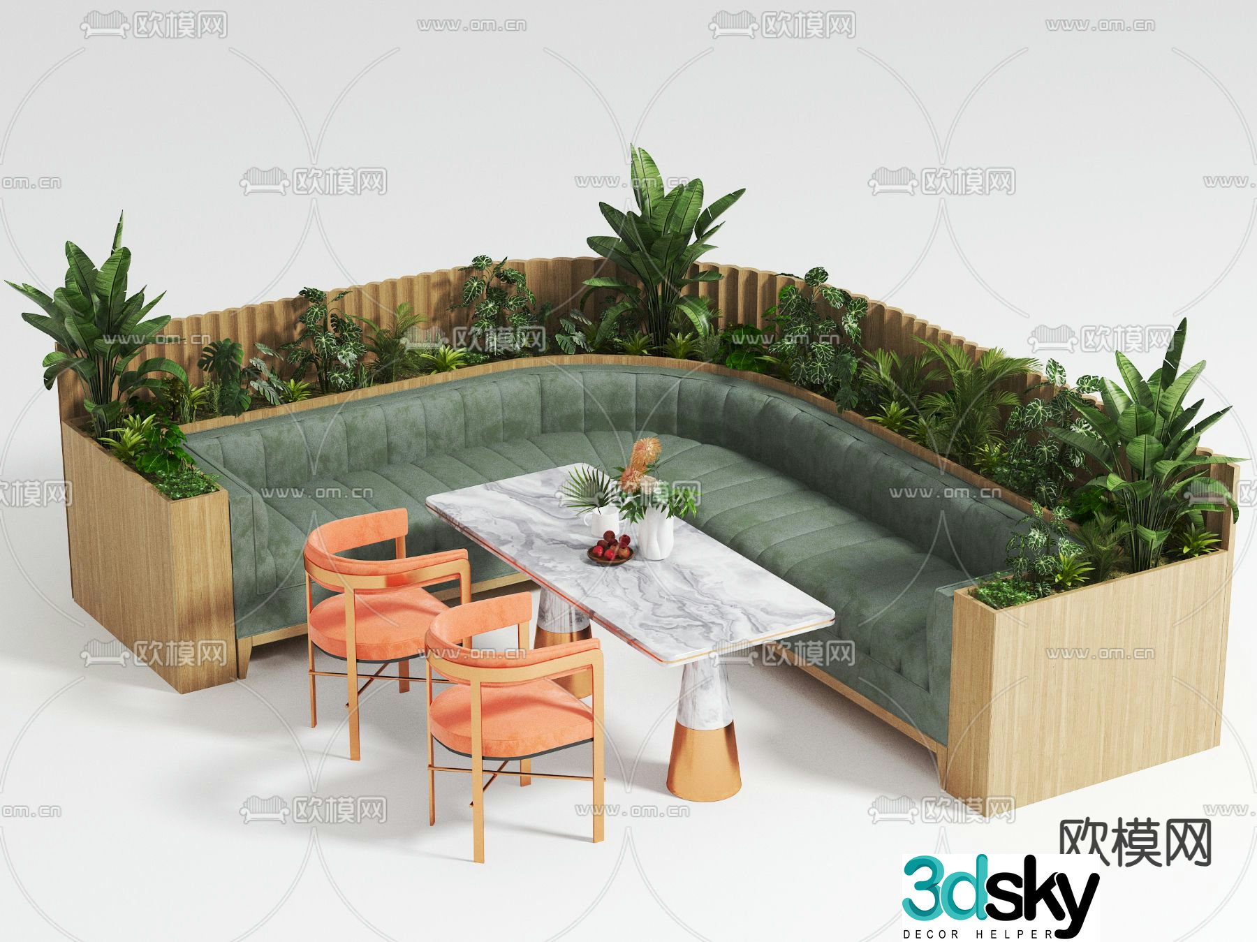 Card seat dining table and chairs restaurant card seat card seat sofa 3D model