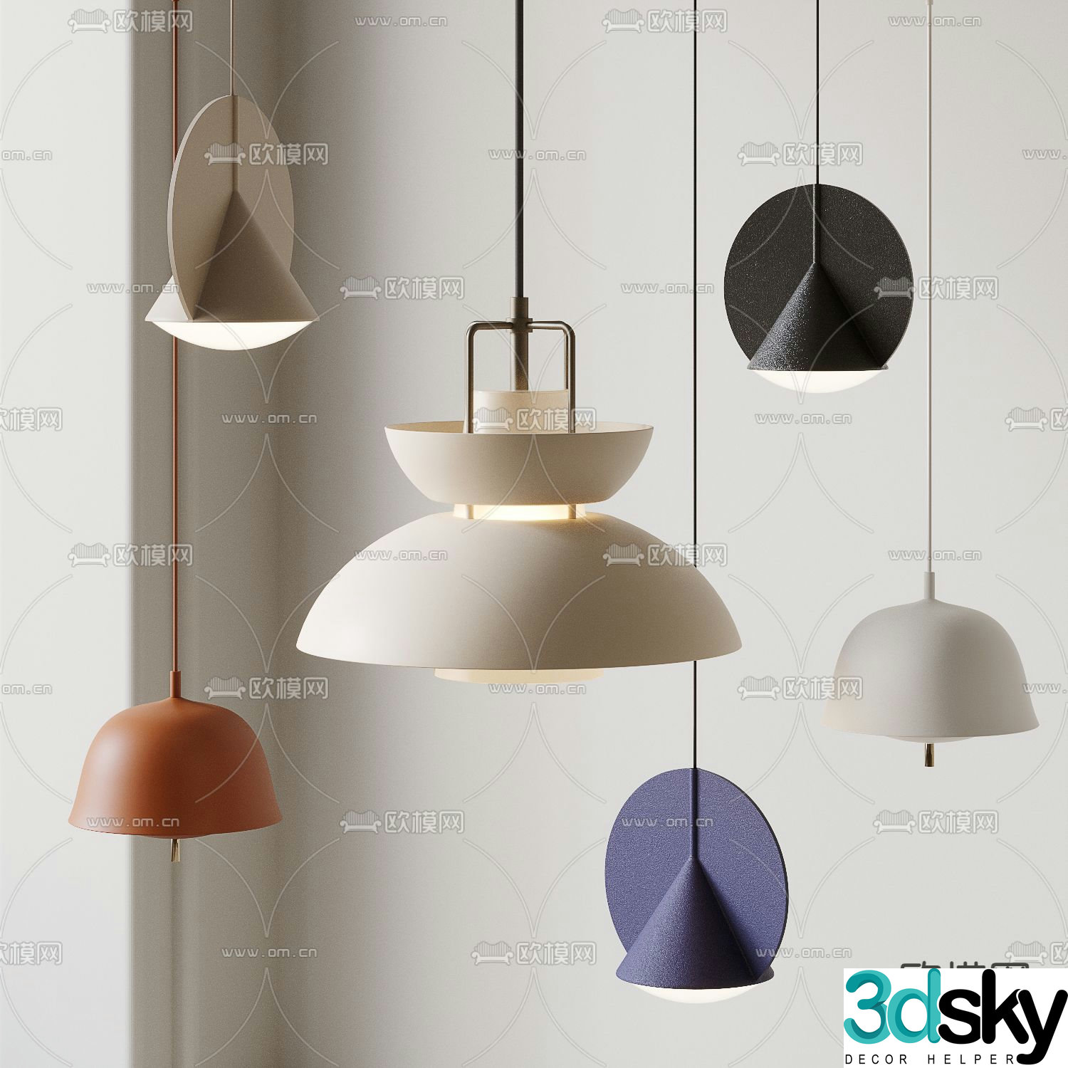 Cream style chandelier flying saucer lamp 3d model