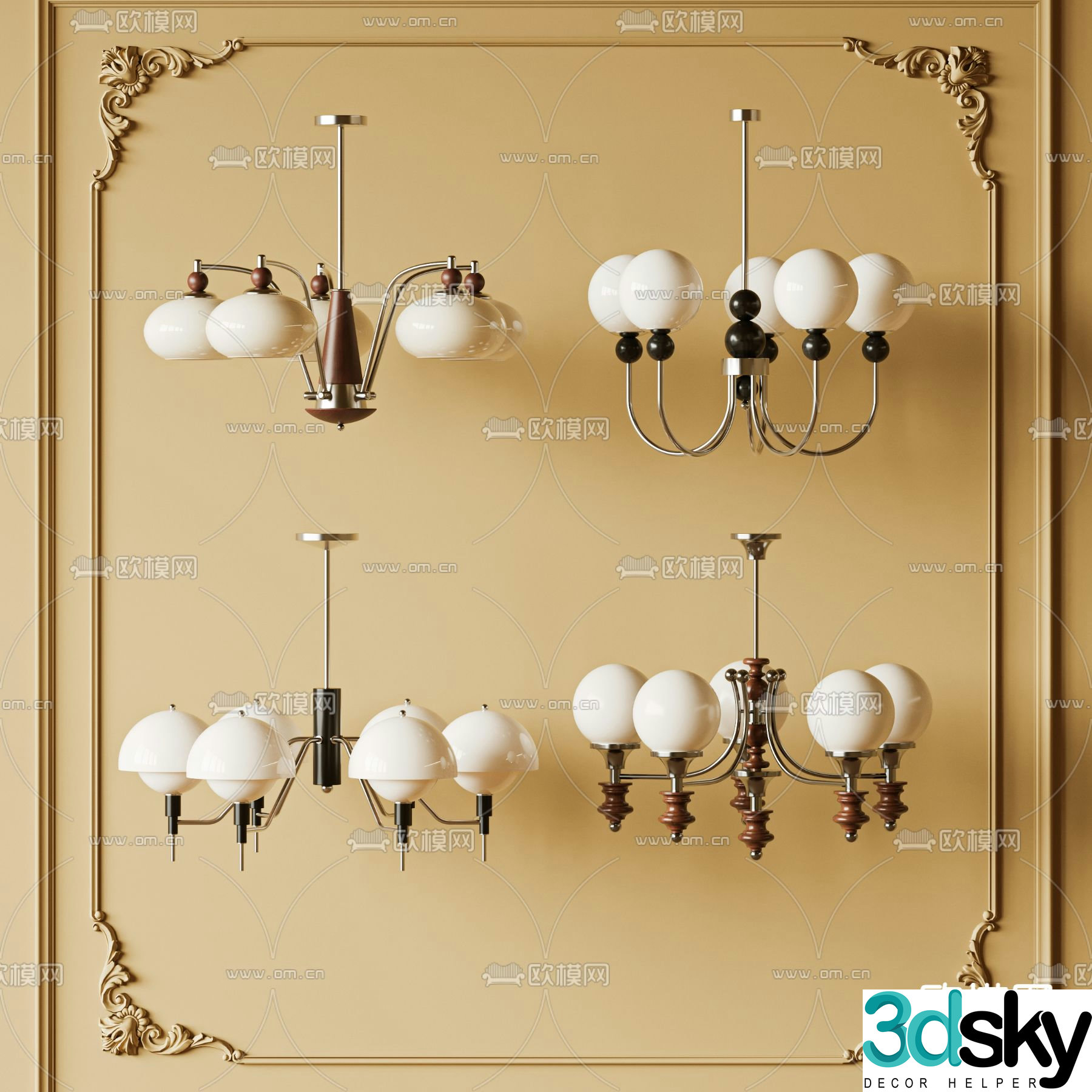 French chandelier medieval style chandelier 3d model