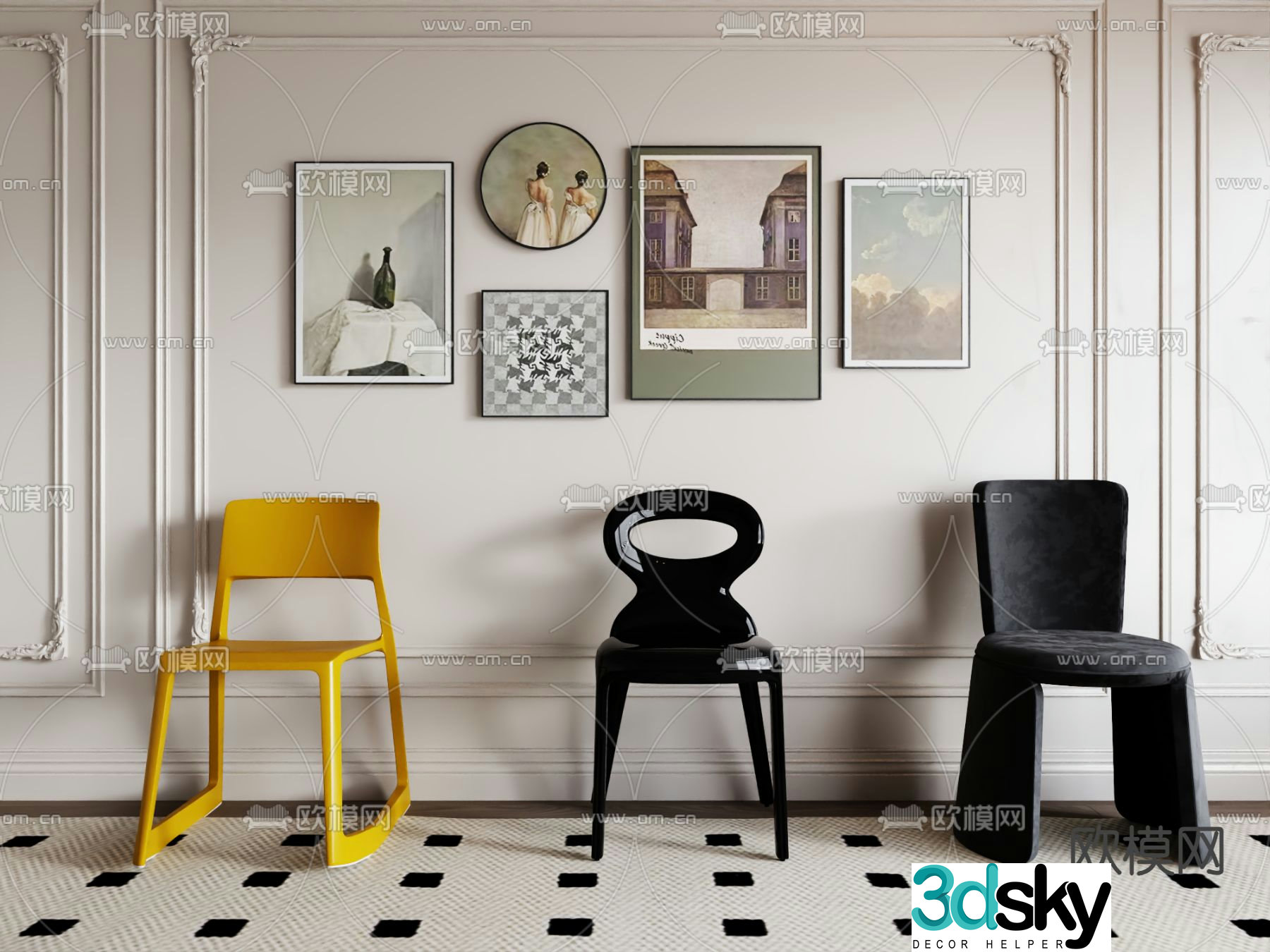 Modern chair dining chair 3d model