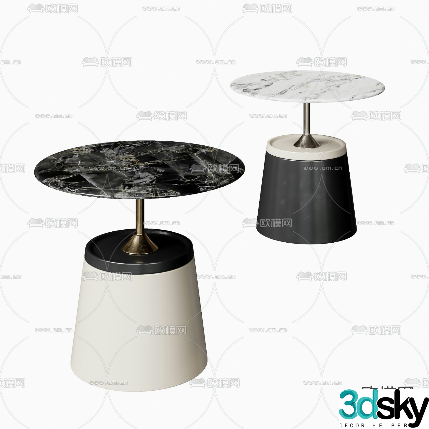 Marble side table corner table table table 3d model