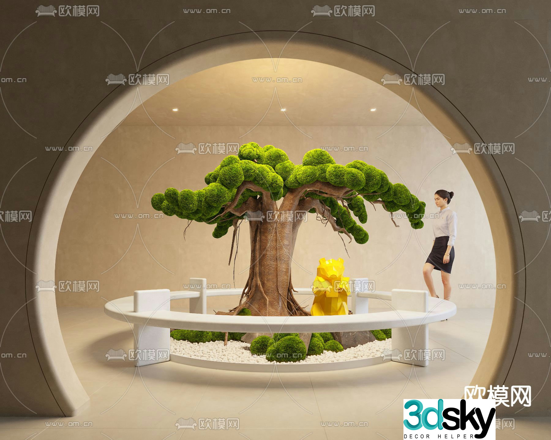 Indoor landscape plant landscaping fence 3d model