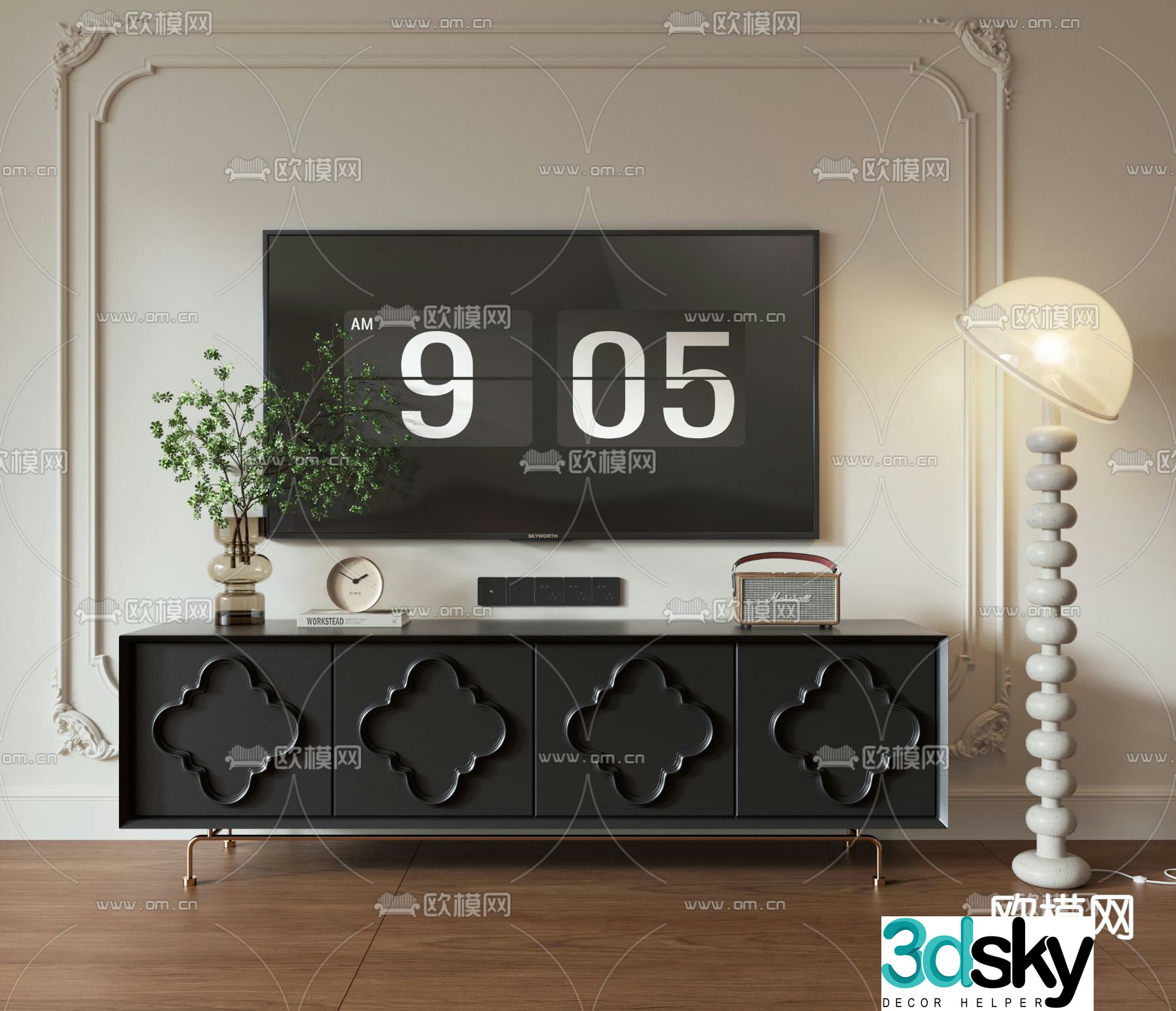 French TV cabinet 3d model