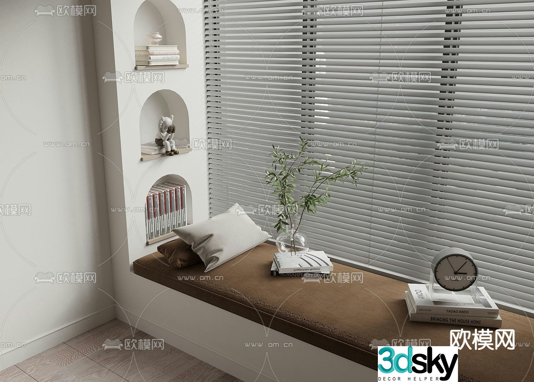 Bay window bay table curtain bay window mat 3d model
