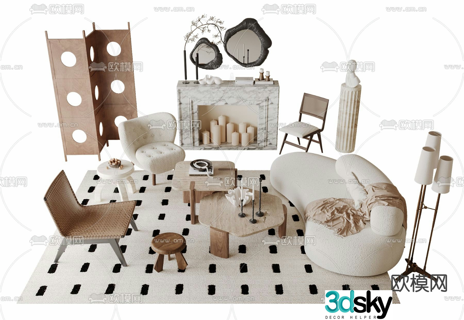 Medieval style modular sofa 3D model