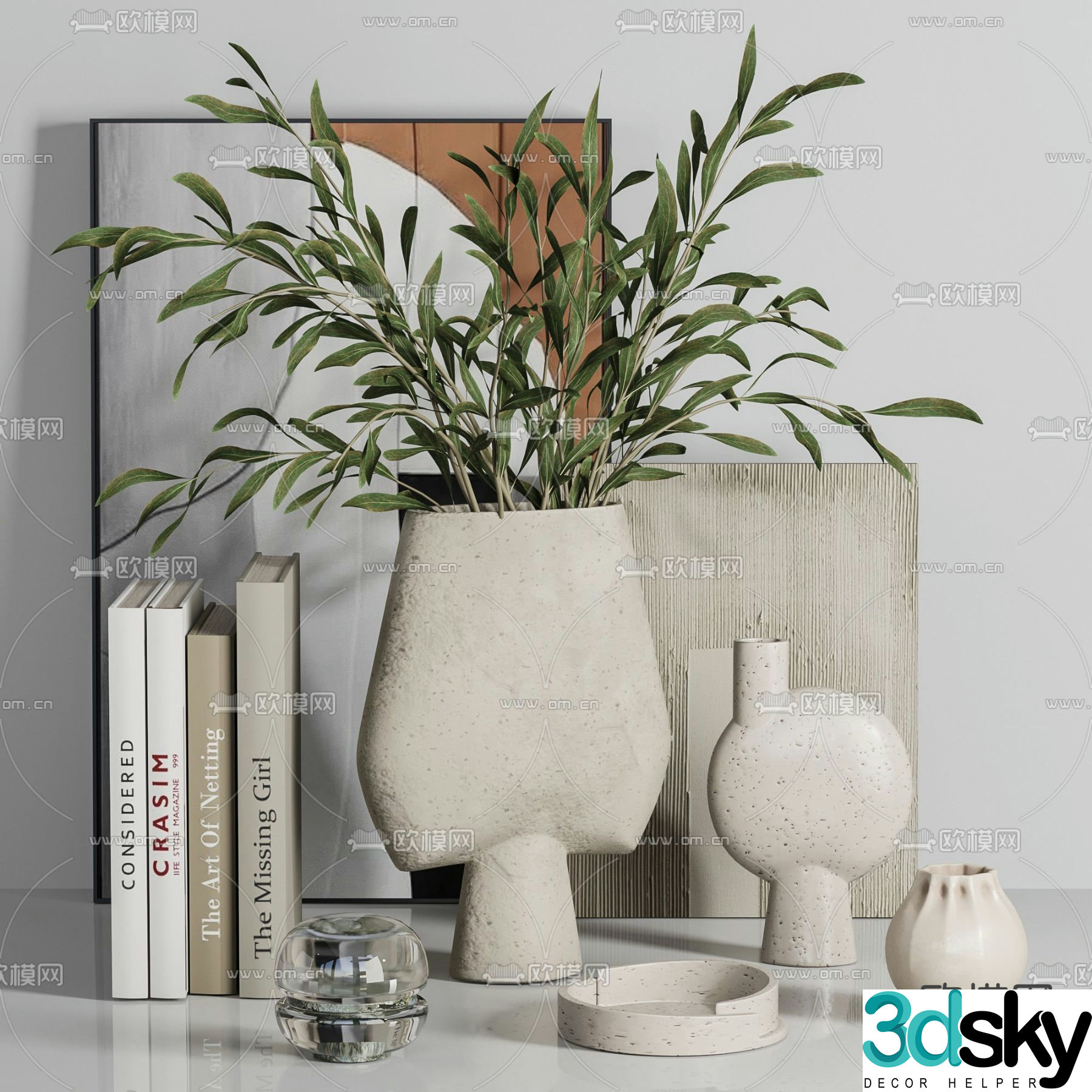 Wabisa decoration ornaments vase flower art 3d model