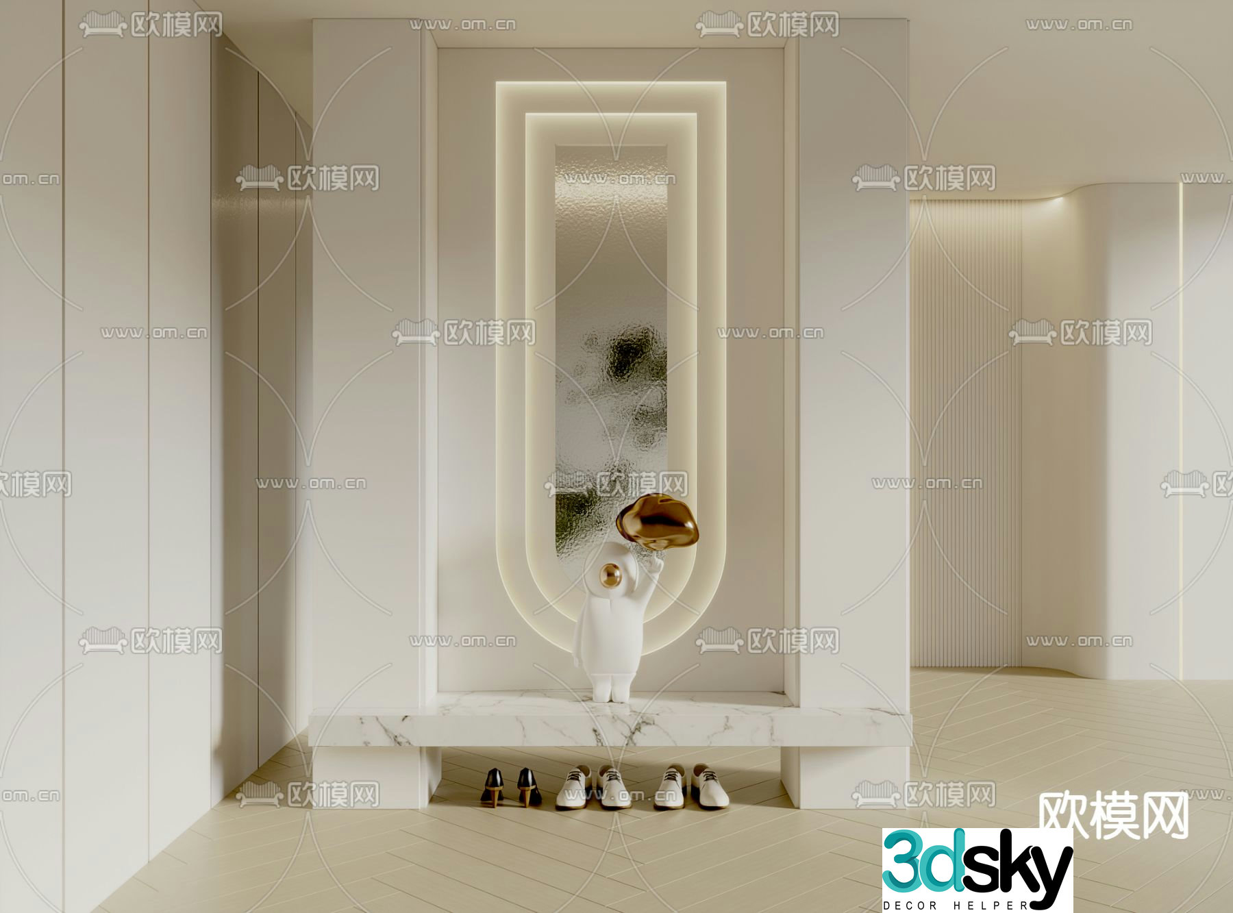 Entrance shoe cabinet entrance hall partition 3D model