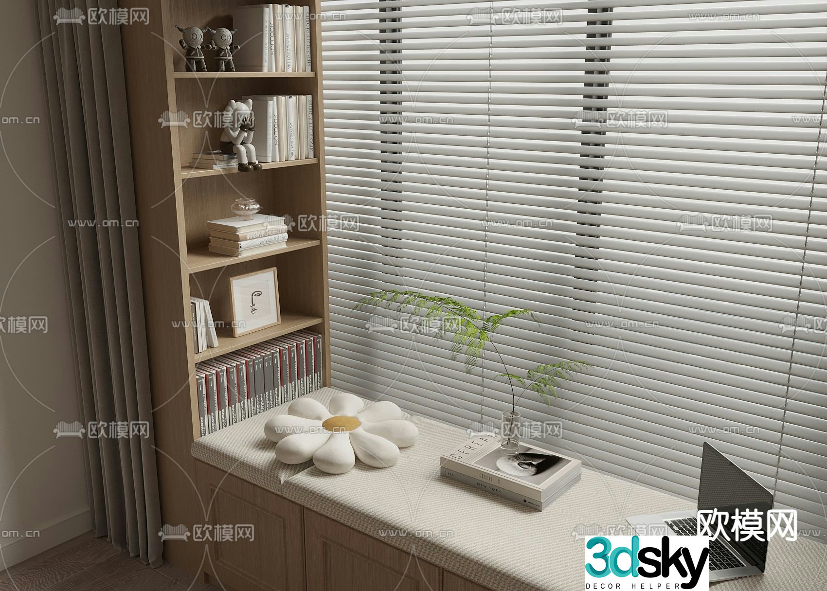 Bay window bay table curtain bay window mat 3d model