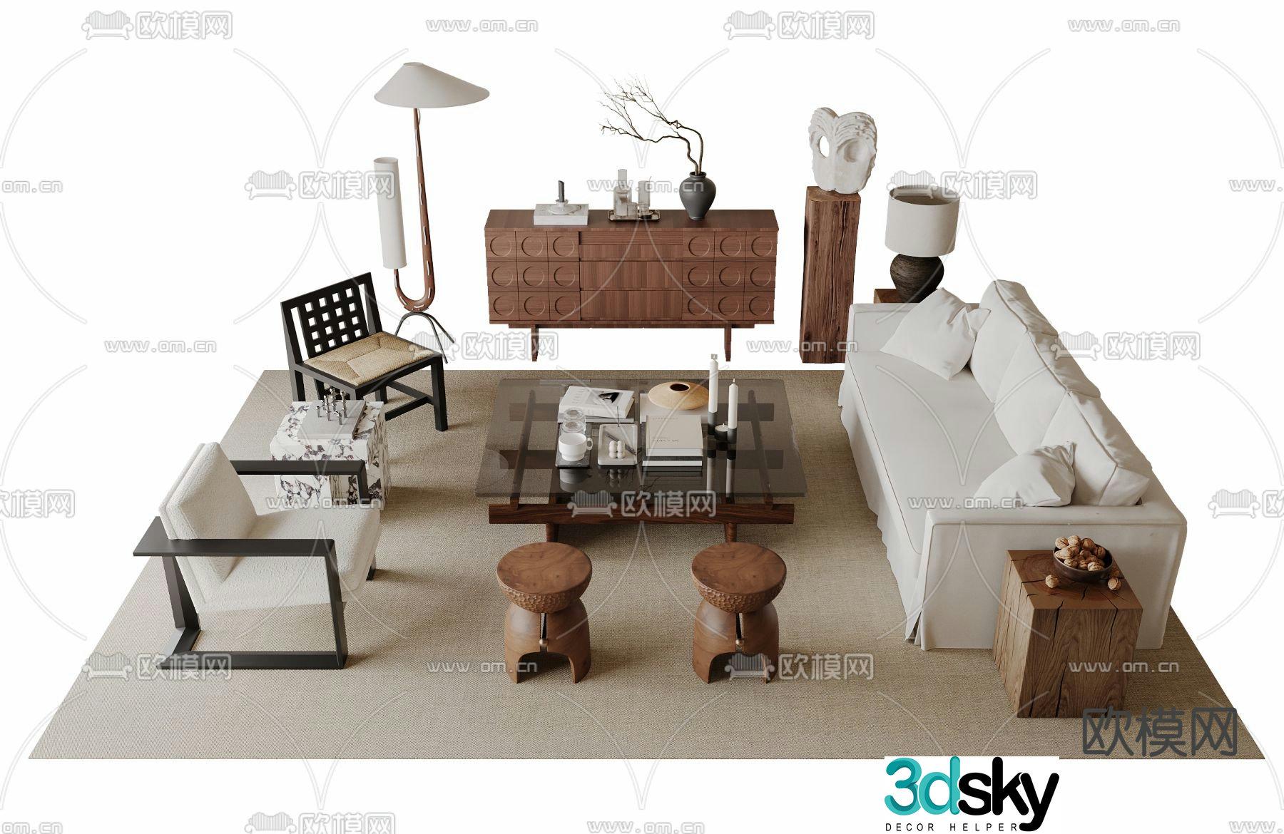 Medieval style modular sofa 3D model