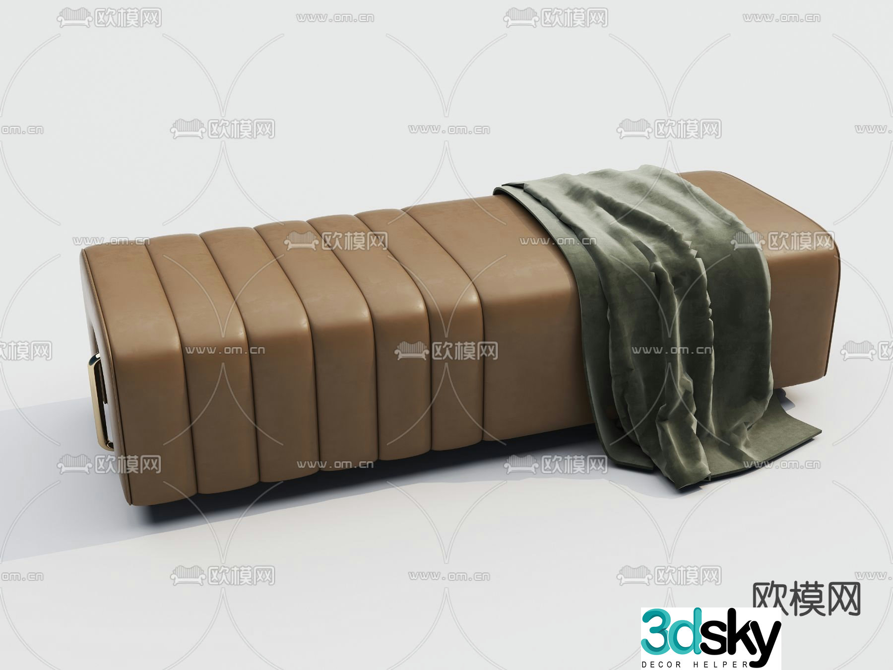 leather stool sofa stool footrest 3d model