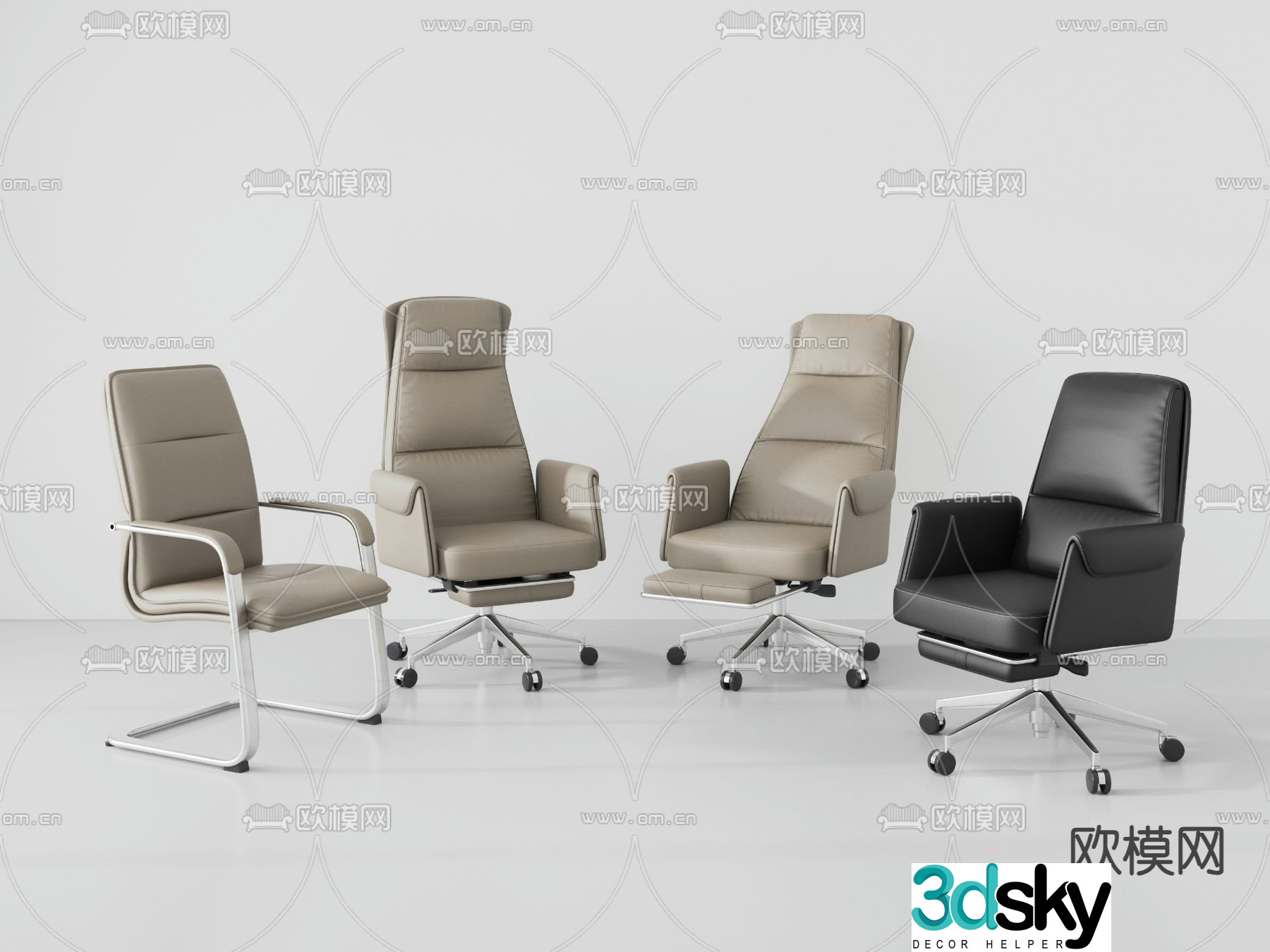 Leather office chair executive chair boss chair conference chair 3d model