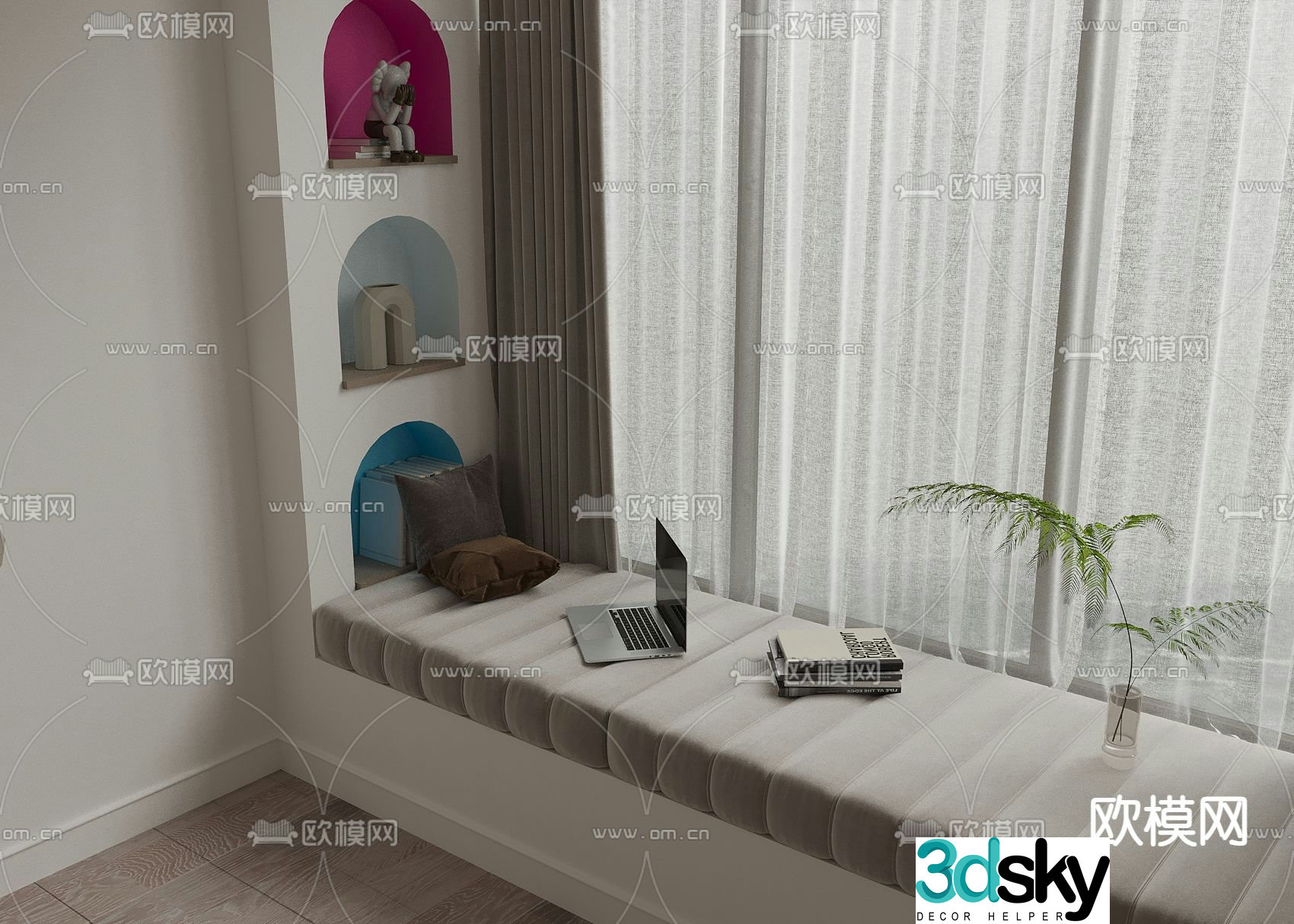 Bay window bay table curtain bay window mat 3d model
