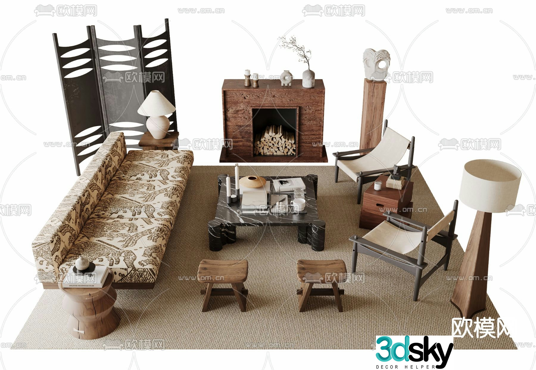 Medieval style modular sofa 3D model