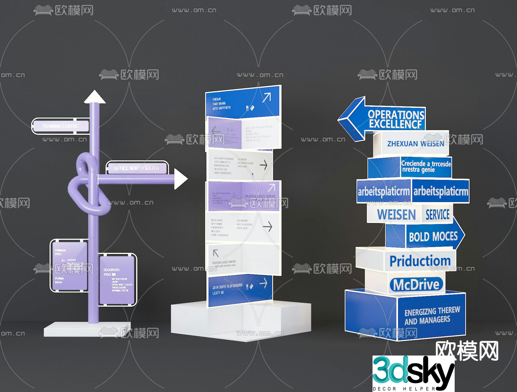 Street signs guide signs guide signs 3d model