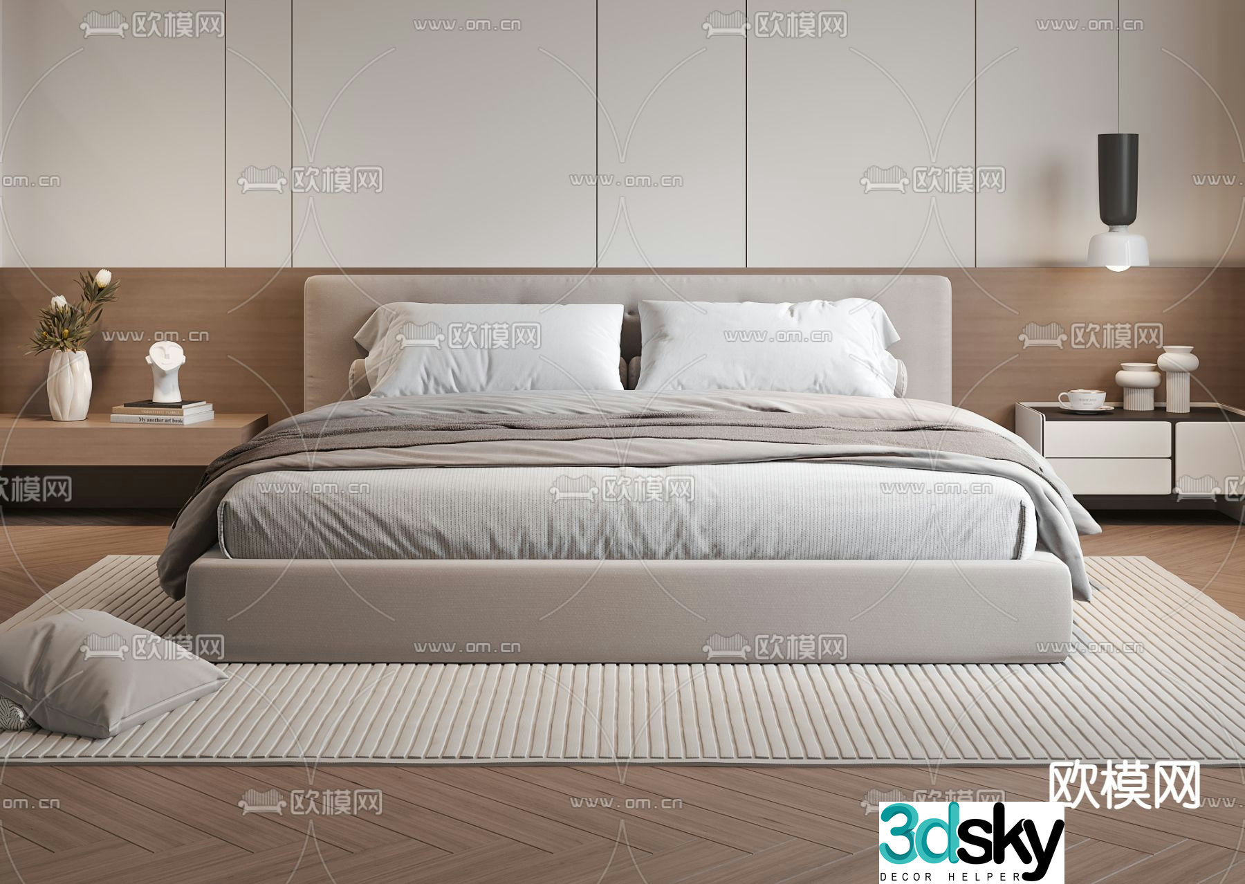 Modern double bed 3d model