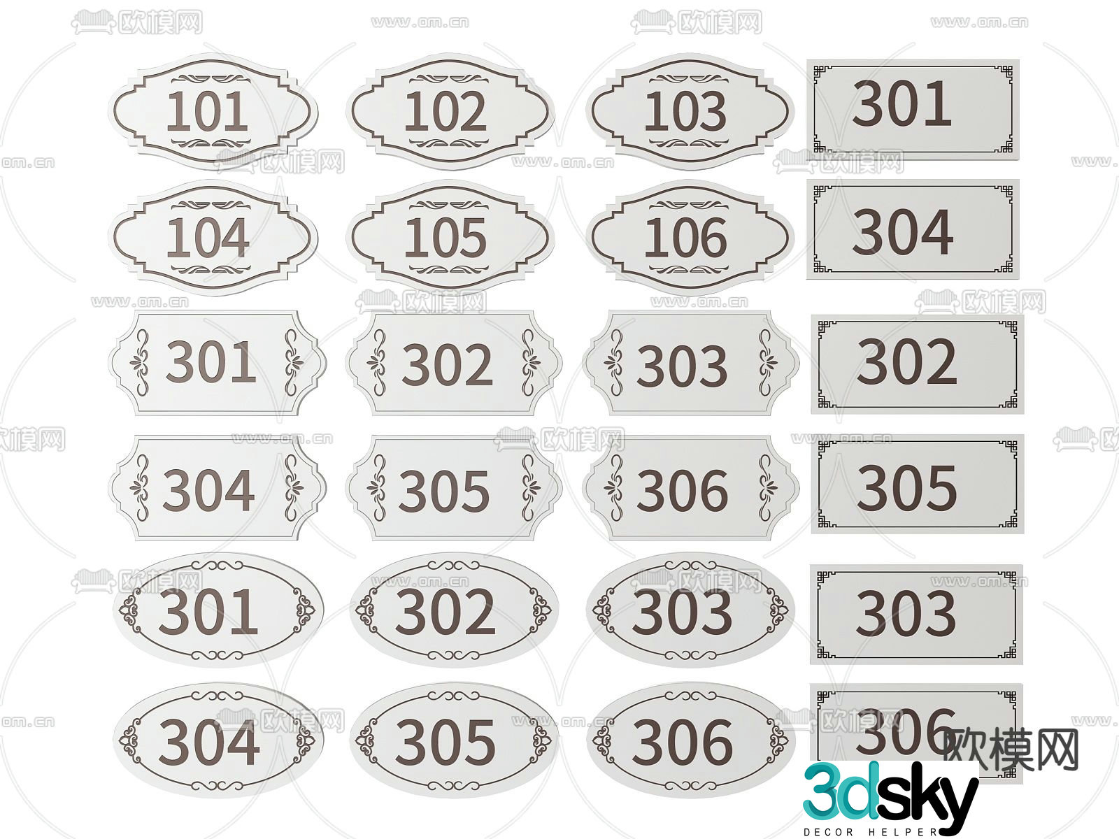 Room number sign, sign, room number and house number 3D model