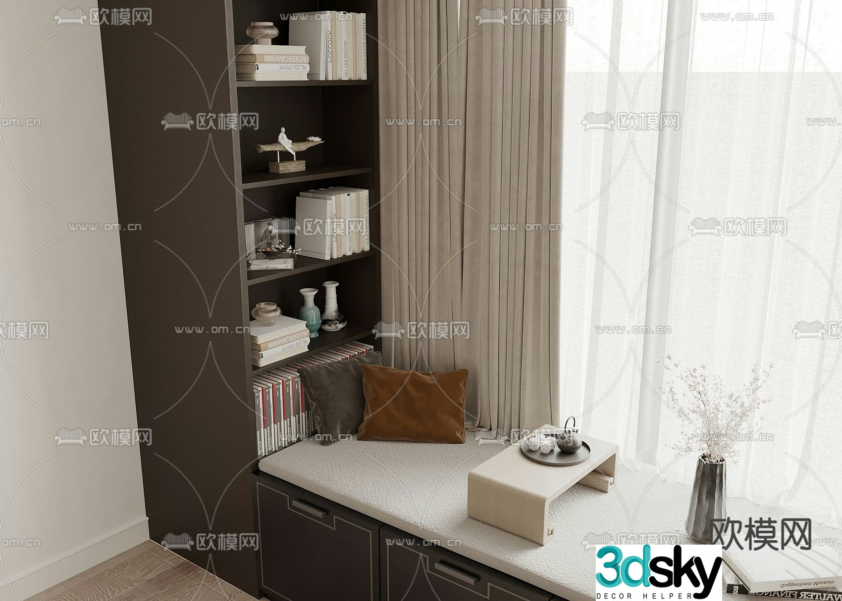 Bay window bay table curtain bay window mat 3d model